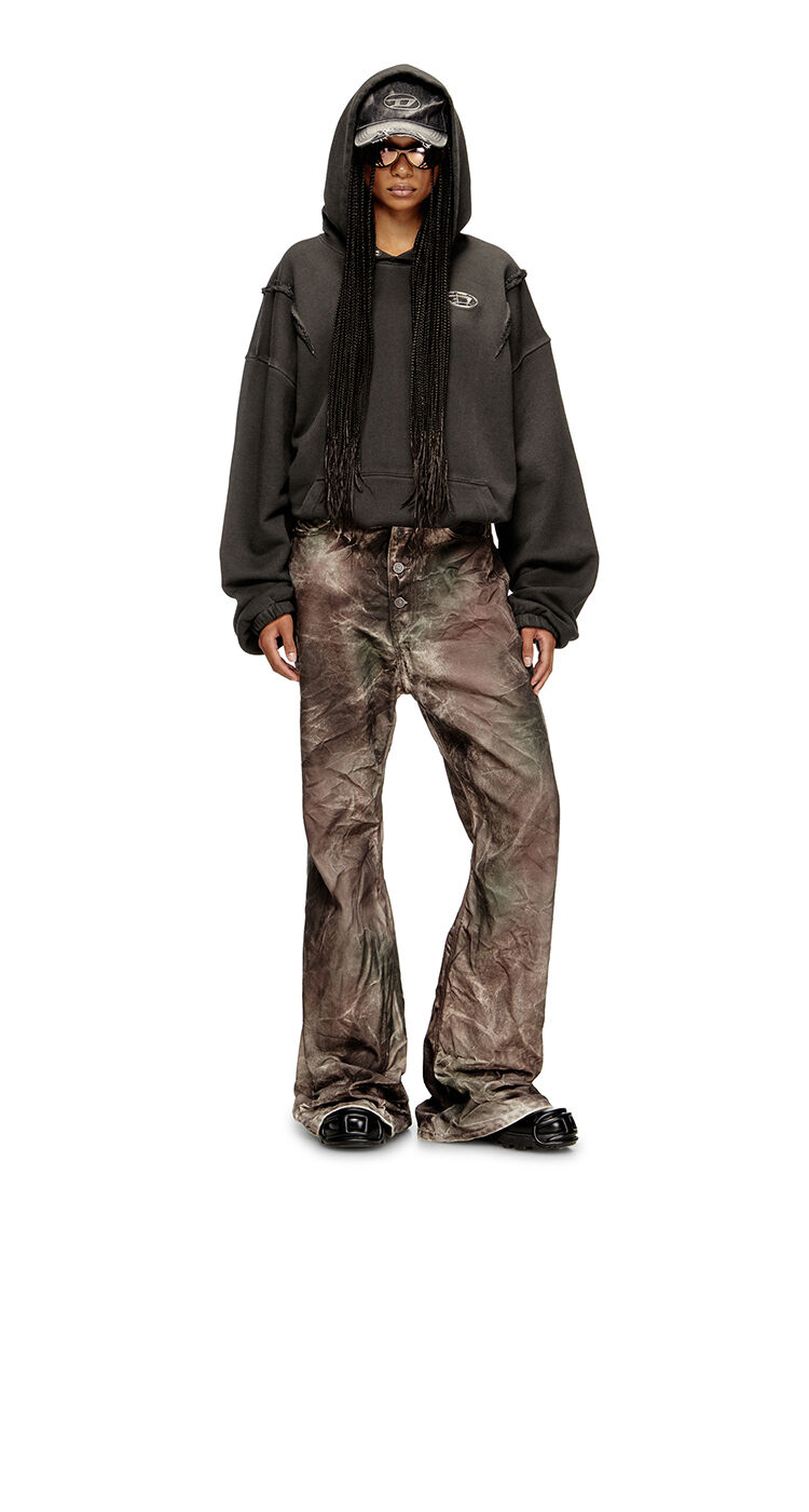 Hose aus zerknittertem Tarnleinwandstoff