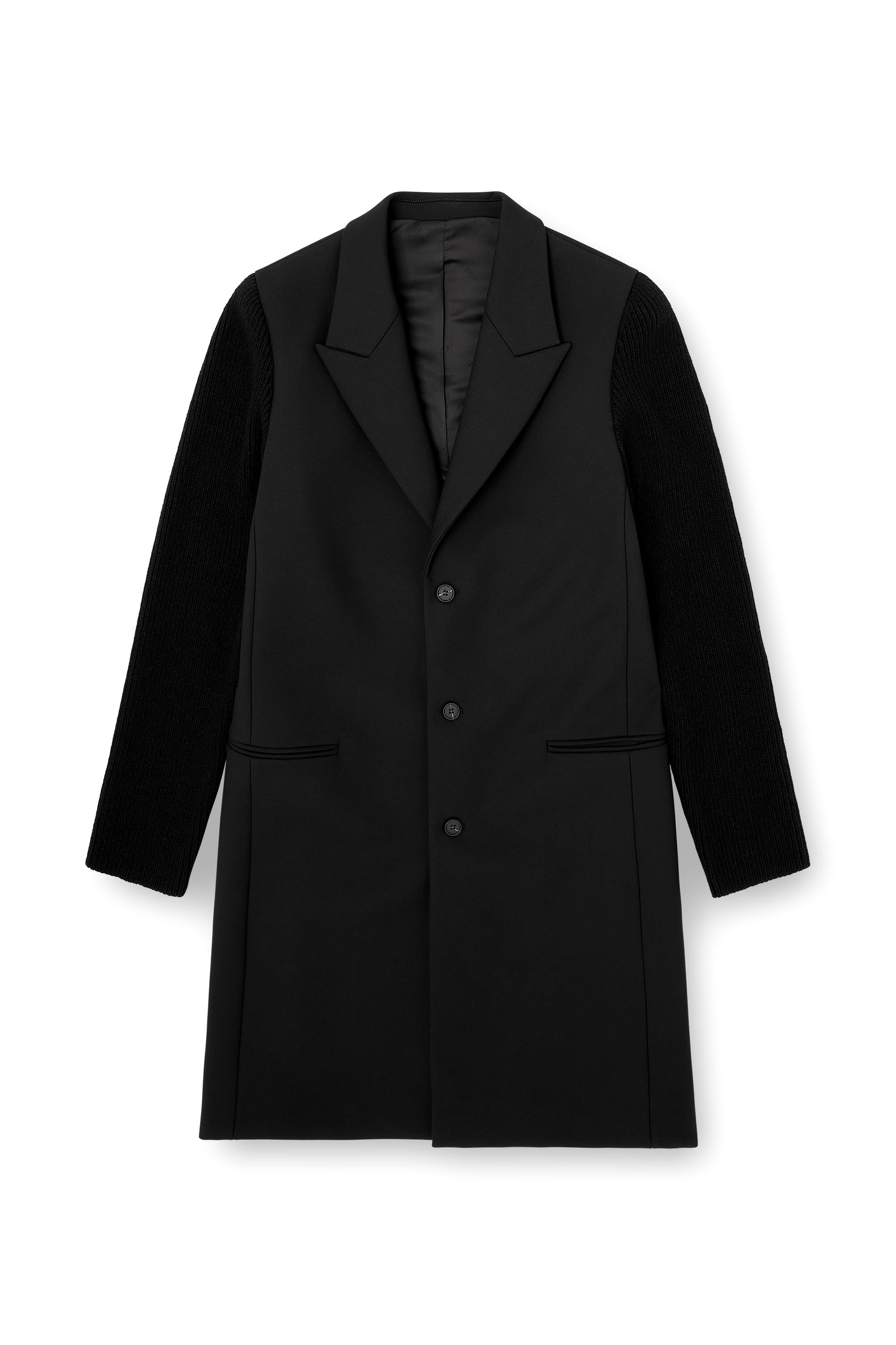 Diesel - W-YARD, Herren Mantel aus Schneiderstoff und Rippstrick in Schwarz - 2