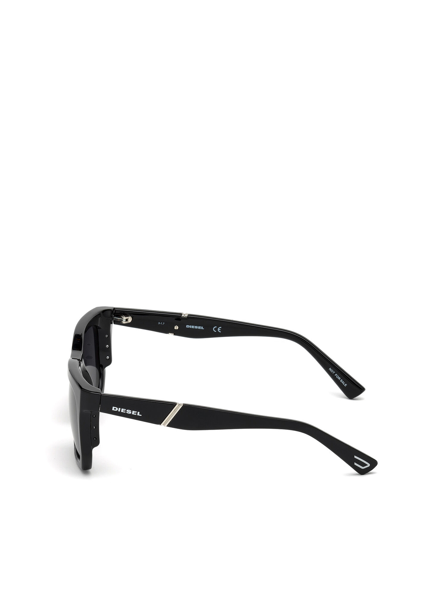 Diesel - DL0254, Herren Eckige Sonnenbrille mit schmaler Sonnenblende in Schwarz - 3