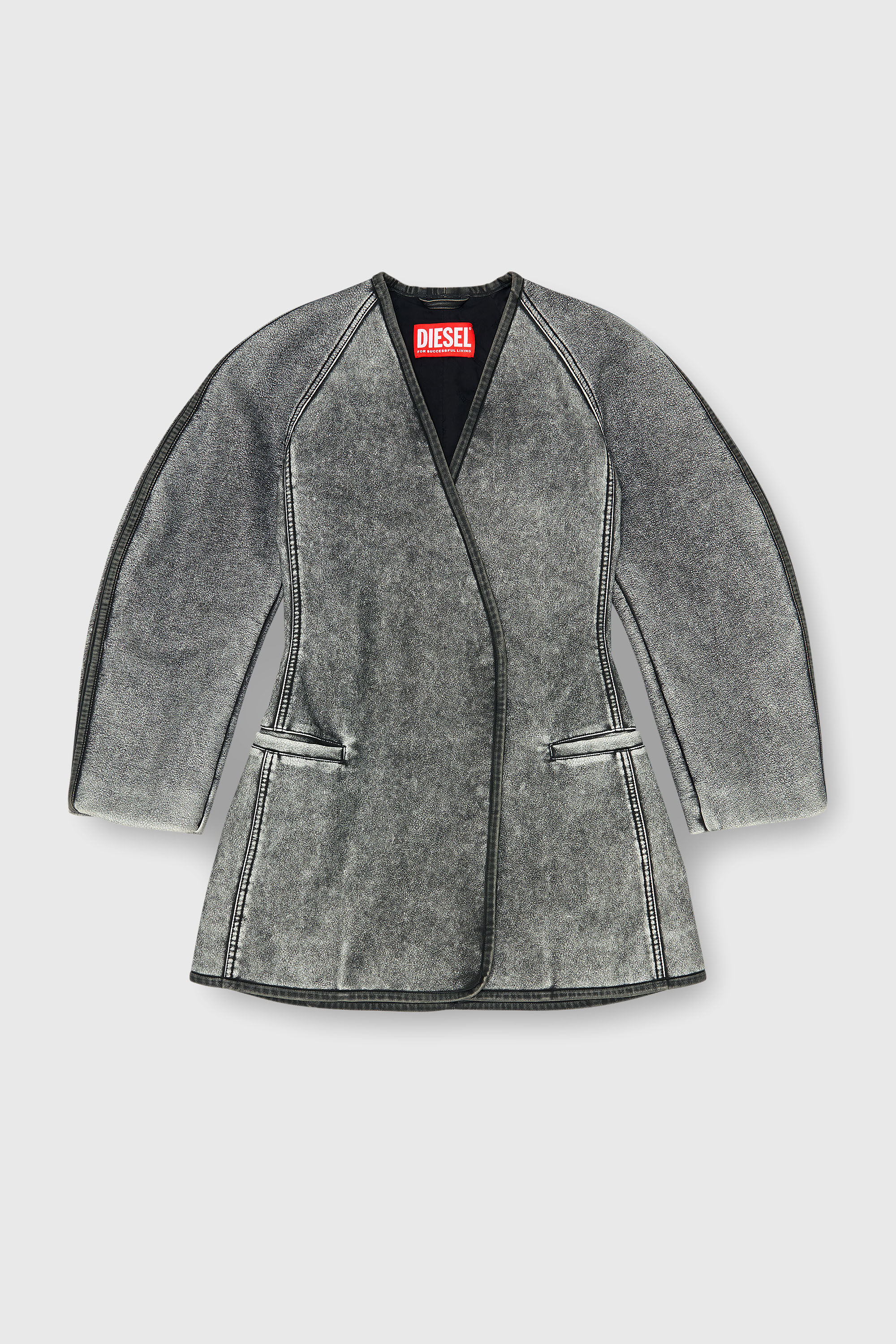 Diesel - G-ALAX, Damen Cardigan-Jacke mit Kokon&auml;rmeln in Grau - 2