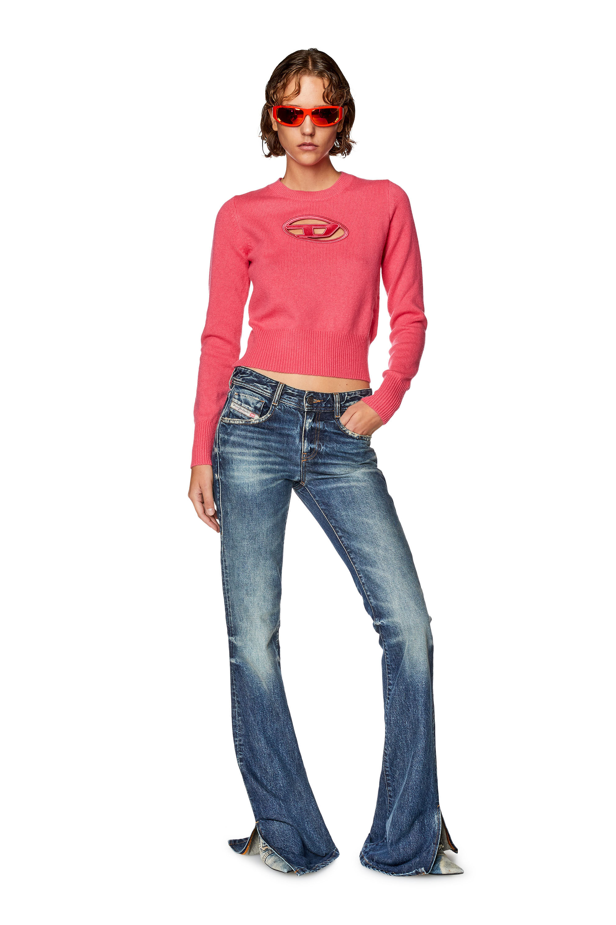 Diesel - M-AREESA, Damen Pulli mit gesticktem Cutout-Logo in Rosa - 1