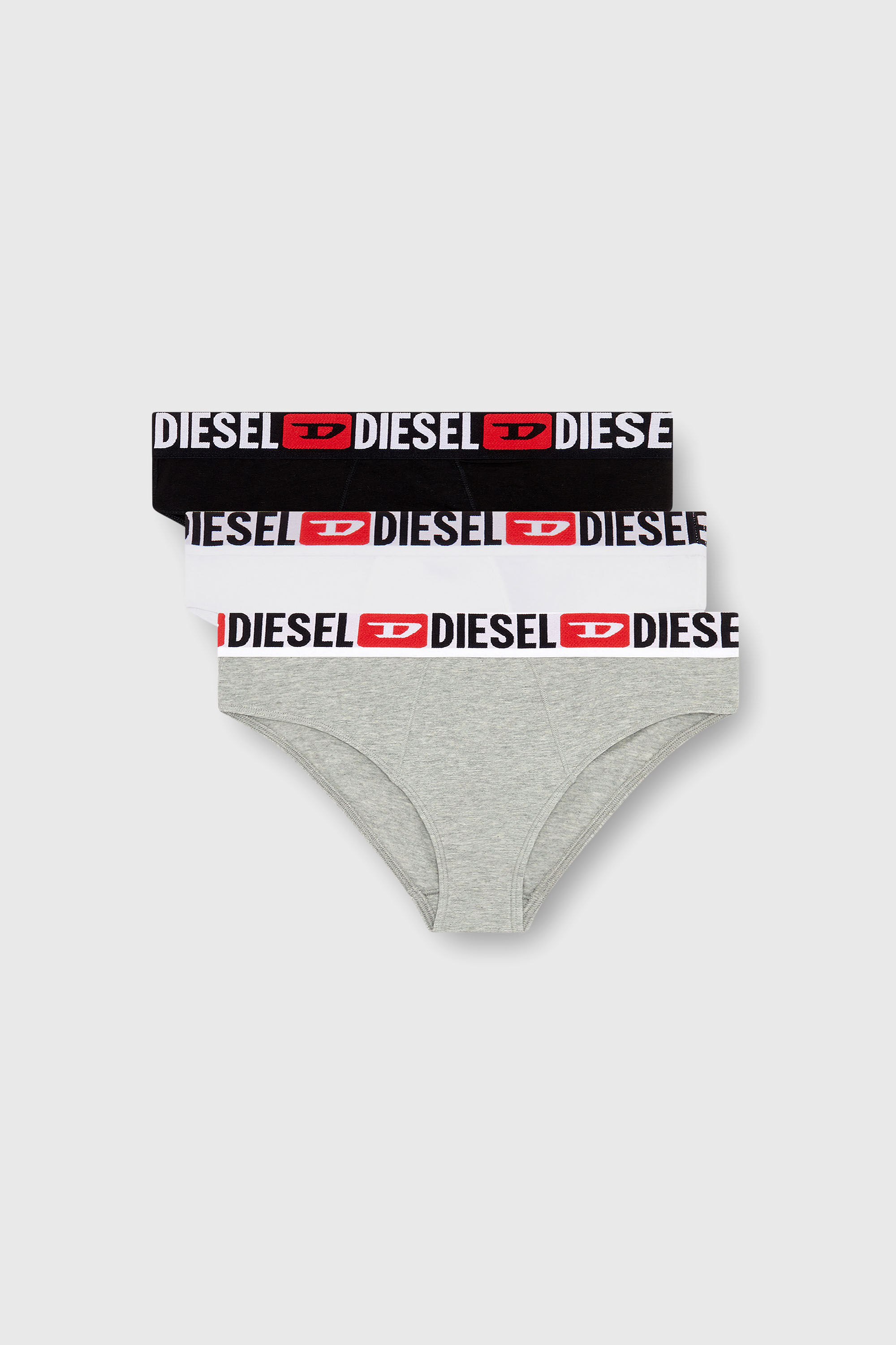 Diesel - UFPN-BLANCA-R-THREEPACK, Damen Gerippte Briefs mit hohem Bund im Dreierpack in Grau/Weiss - 2