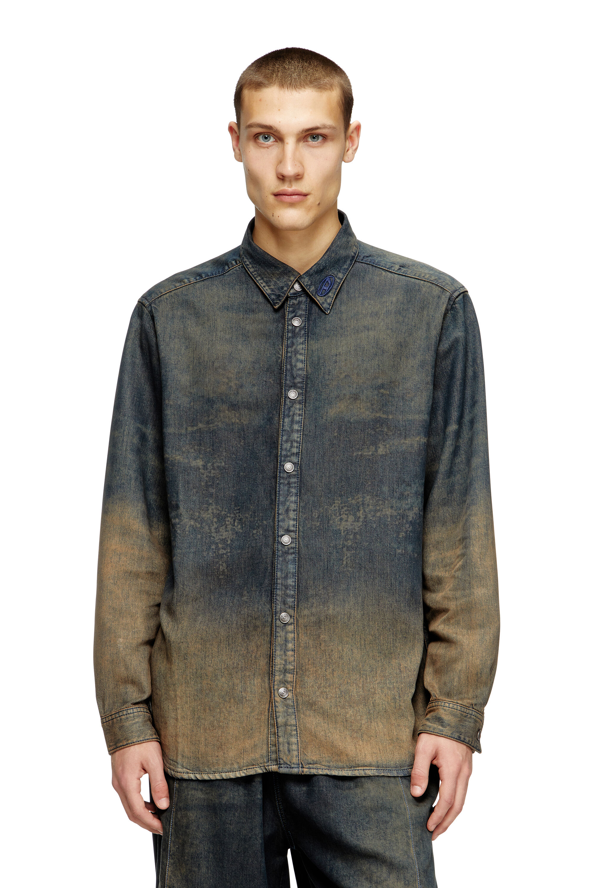 Diesel - D-SIMPLY-S8, Herren Hemd aus nuanciert fließendem Denim in Dunkelblau - 3