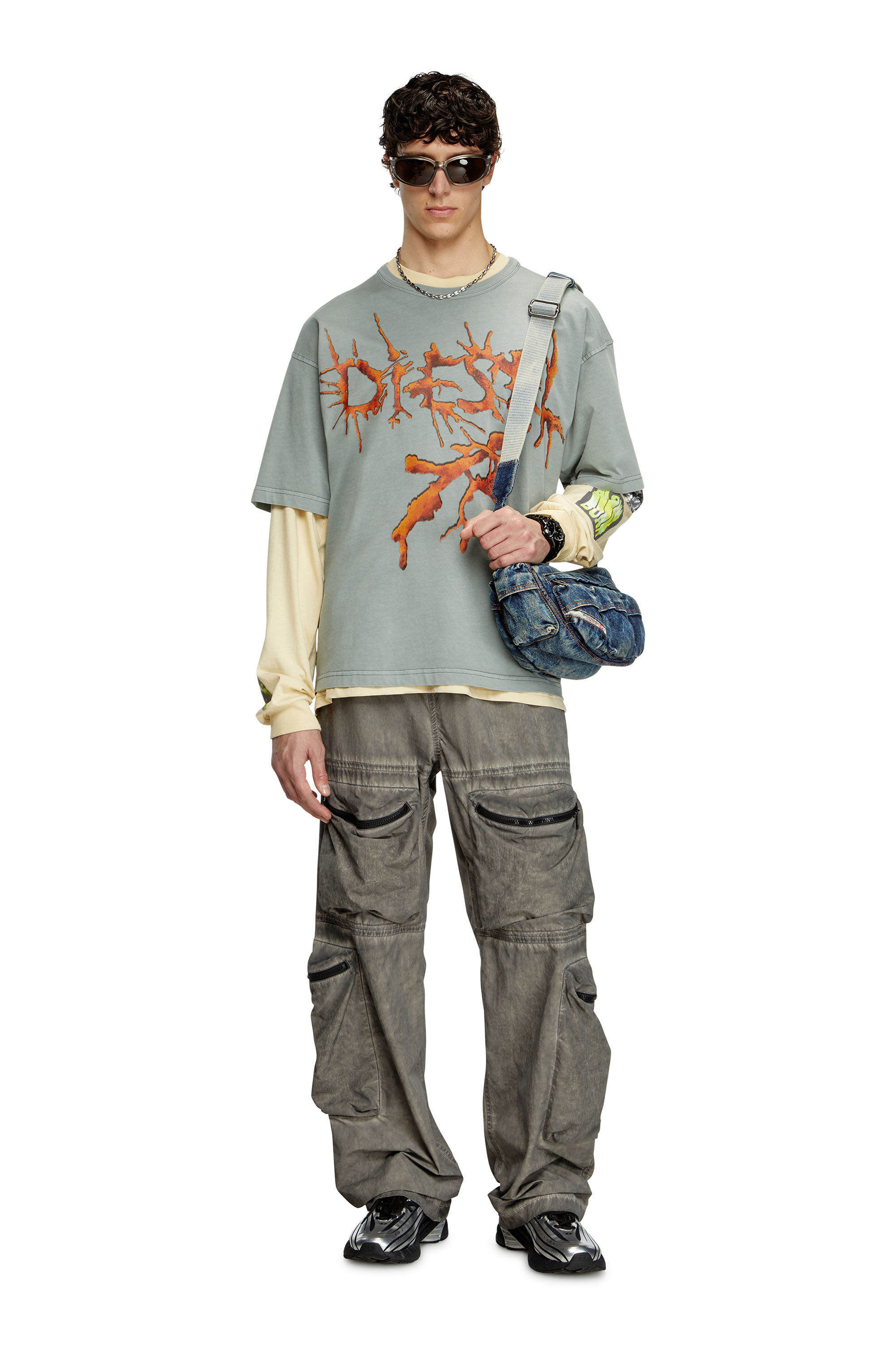 Diesel - T-BOXT-R28, Herren T-Shirt mit Tattoo-Grafiken in Grau - 1