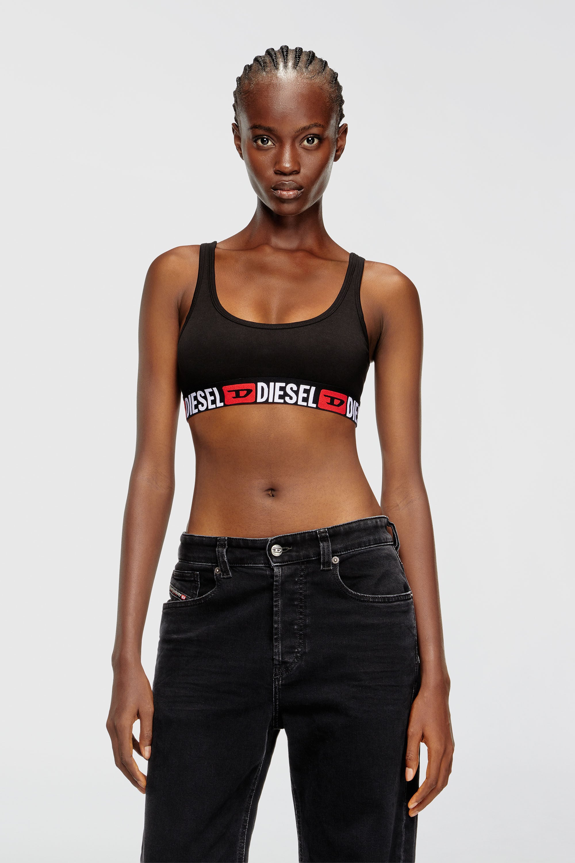Diesel - UFSB-ORIBA, Damen Bralette mit Logoband in Schwarz - 5
