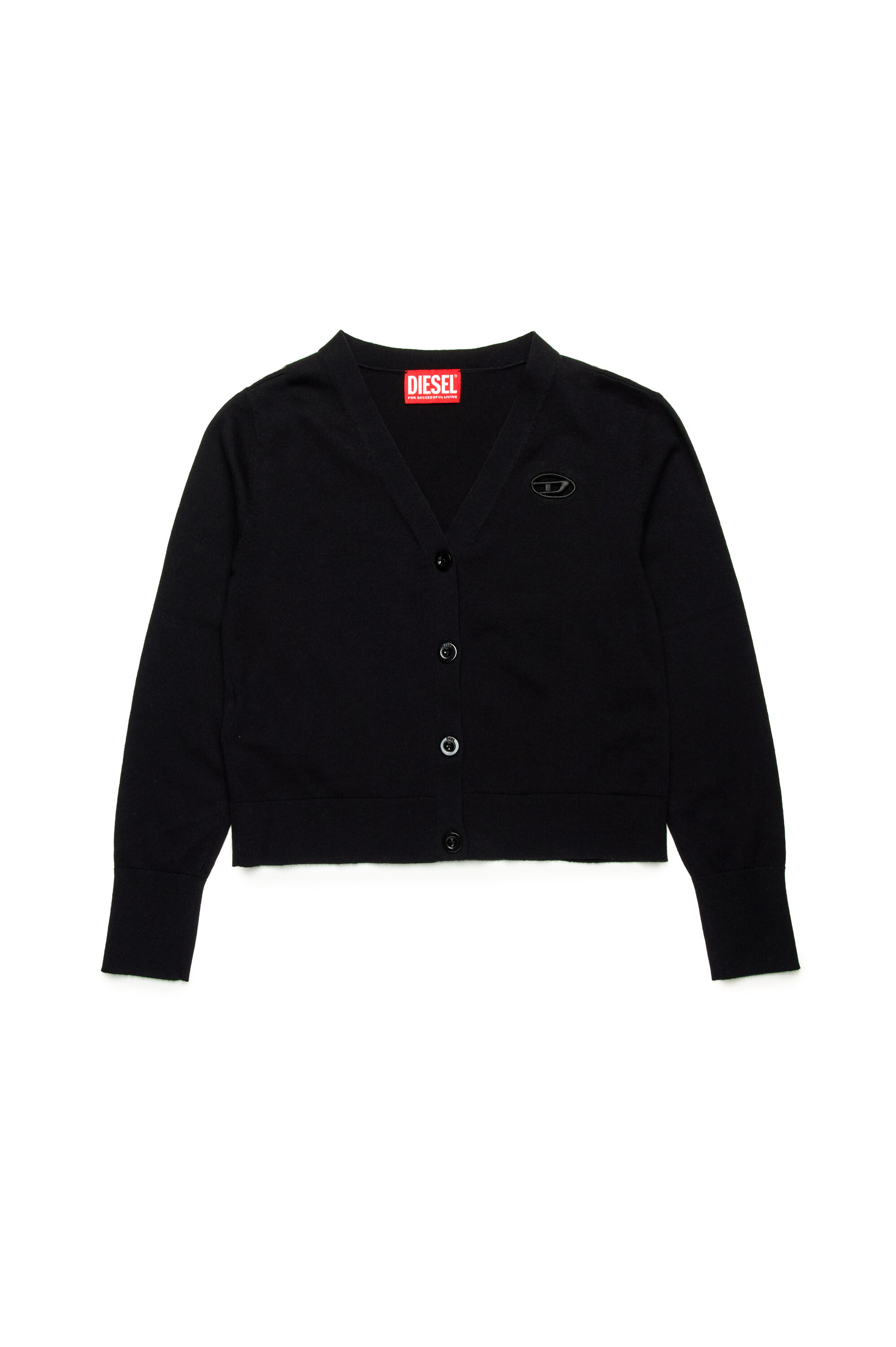 Diesel - KMARTE, Damen Cardigan mit Cutout-Oval D-Logo in Schwarz - 1