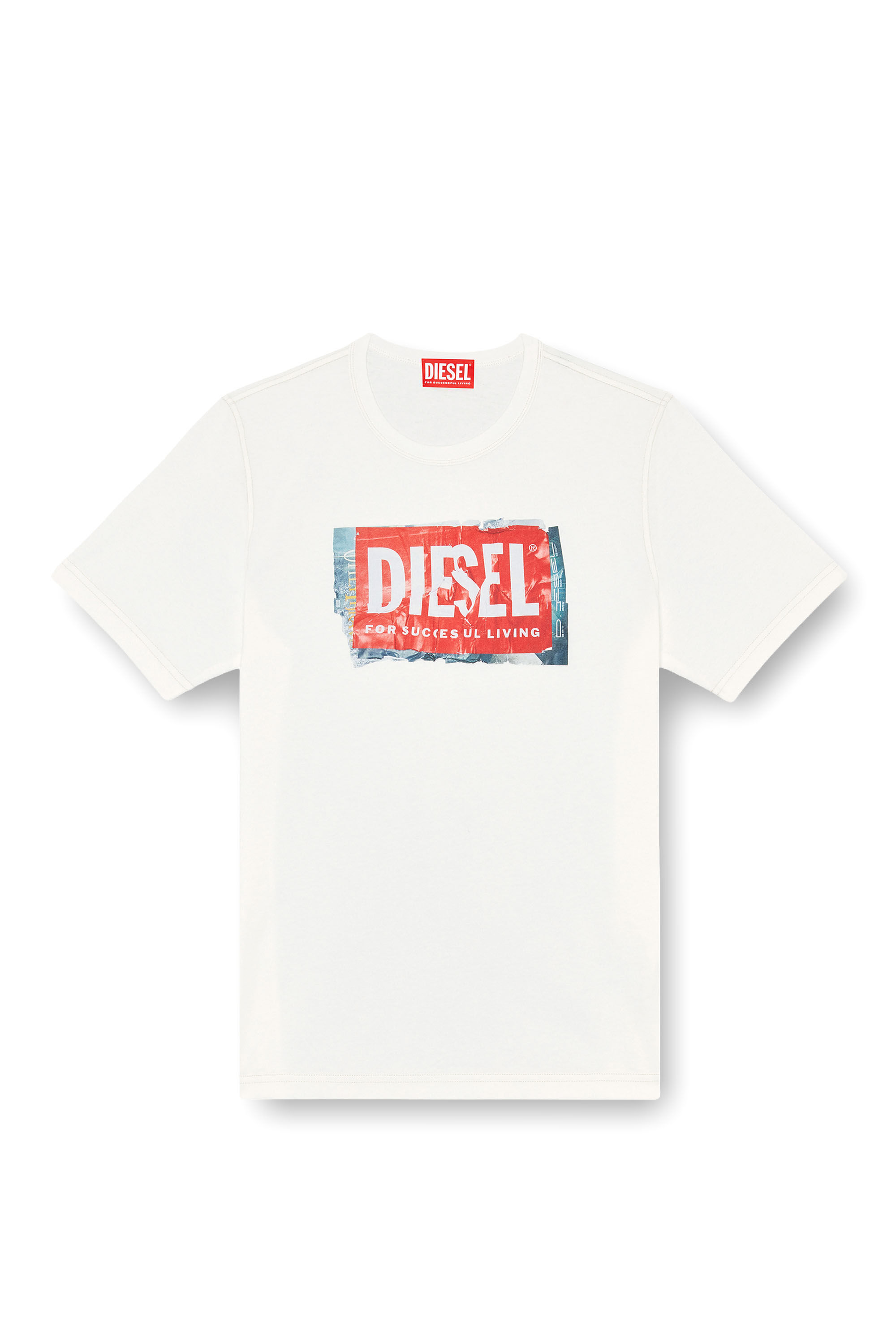 Diesel - T-ADJUST-Q6, Herren T-Shirt mit Logo in Knitter-Optik in Wei&szlig; - 2