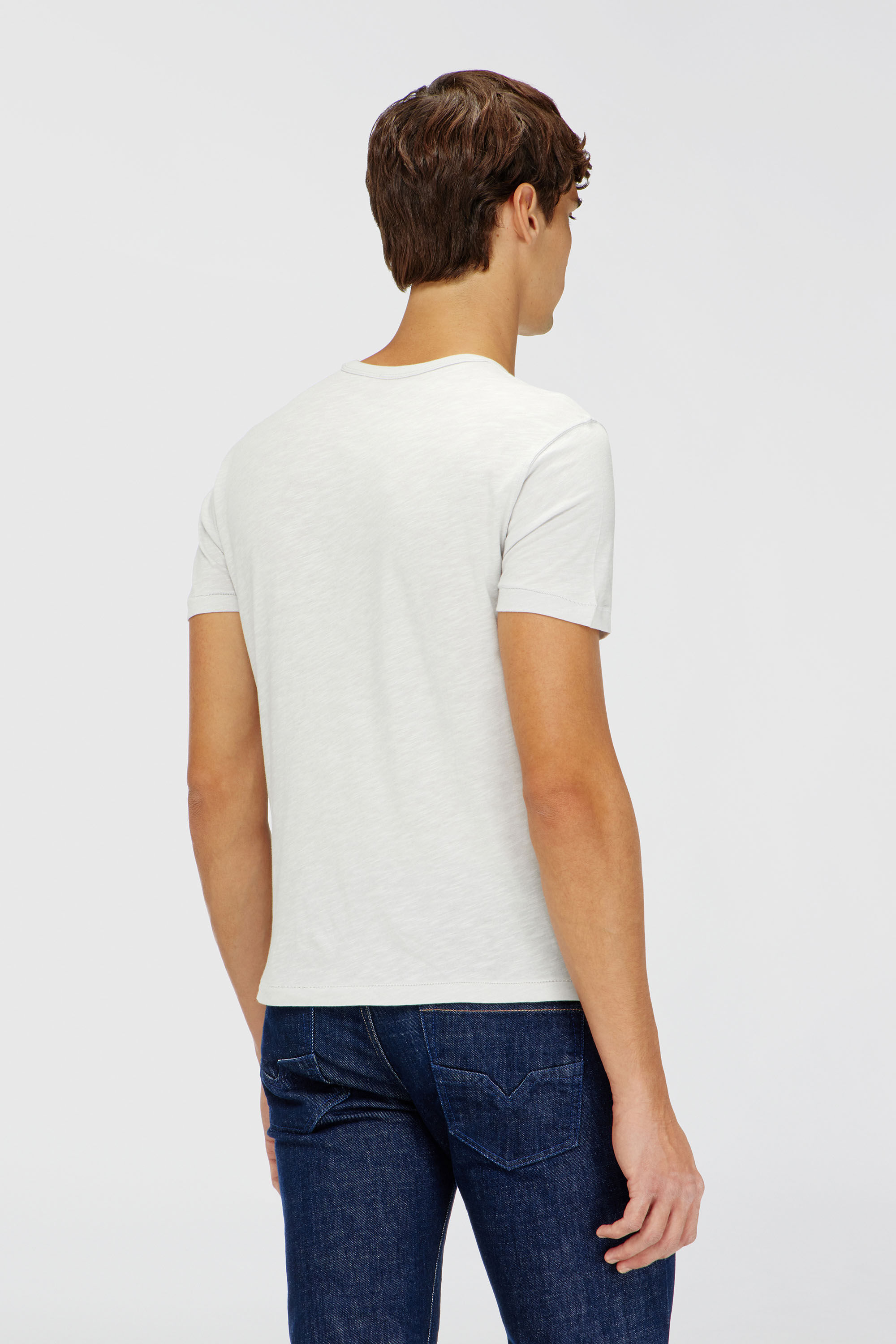 Diesel - T-NOTS, Herren T-Shirt aus Slub-Jersey mit Crack-Print in Wei&szlig; - 4