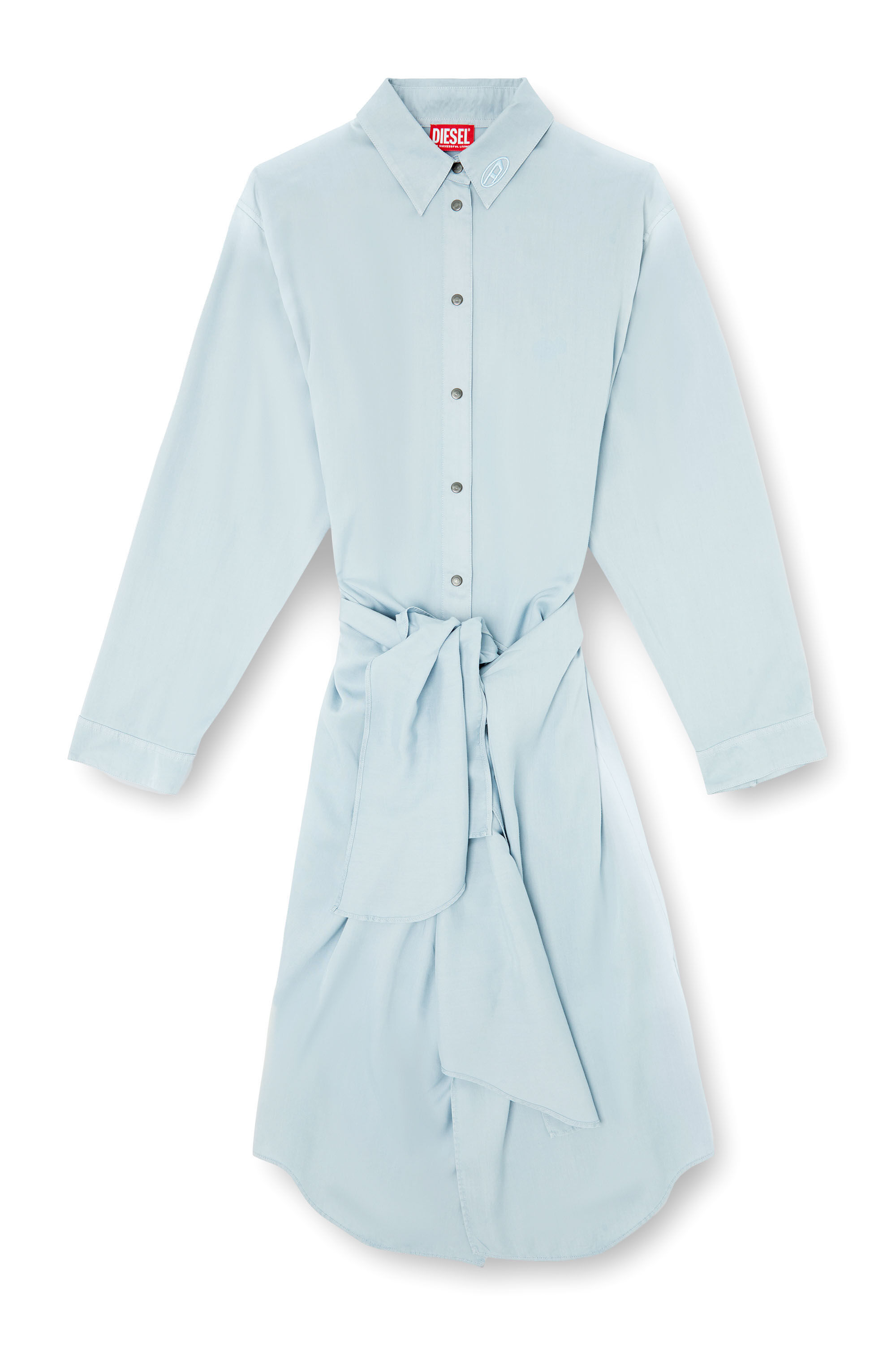 Diesel - D-ILETTA-R1, Damen Wickel-Shirtkleid aus behandeltem Twill in Hellblau - 2