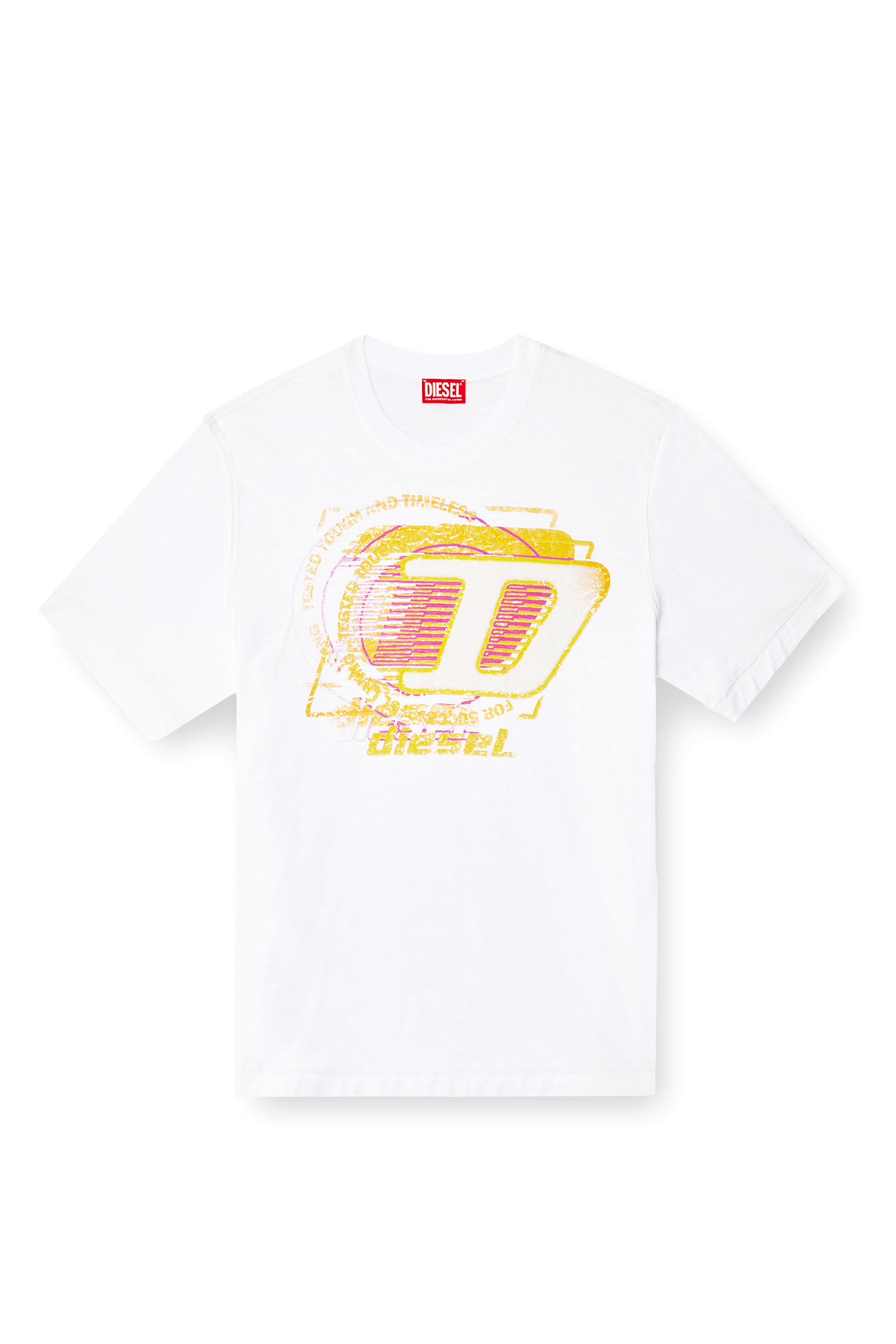 Diesel - T-ADJUST-R11, Herren T-Shirt aus grober Baumwolle mit beflocktem Logo in Weiß - 2