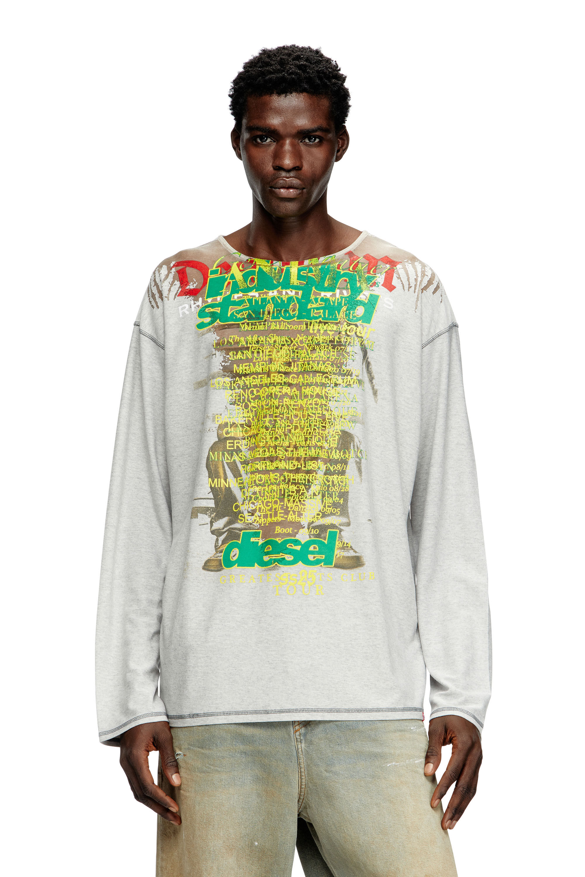 Diesel - T-JERRY-B, Unisex Langarm-T-Shirt mit Text-Print in Grau - 3