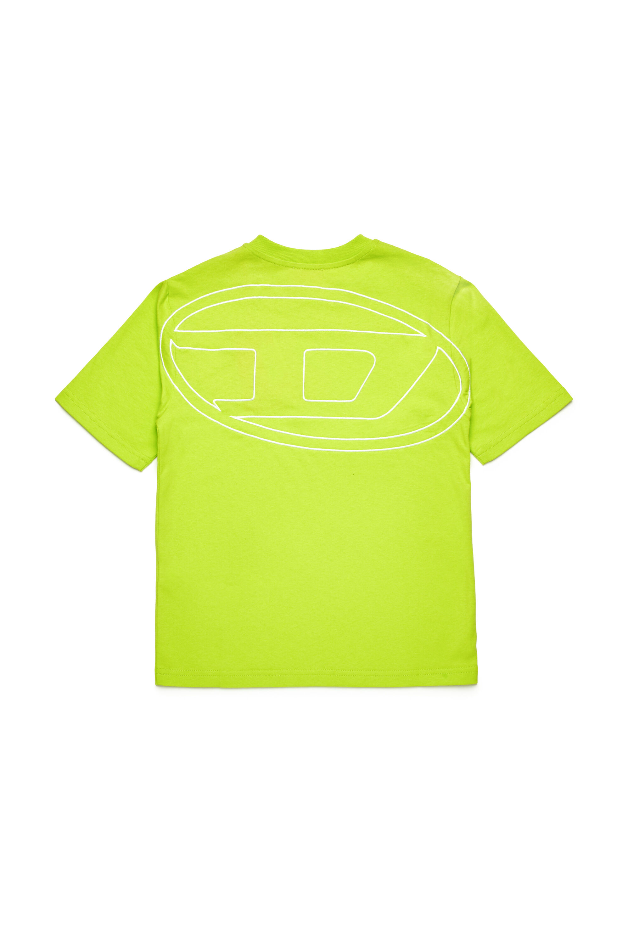 Diesel - TBOGGYMEGOVALD OVER, Herren T-Shirt mit großer Oval D-Stickerei in Neongrün - 2