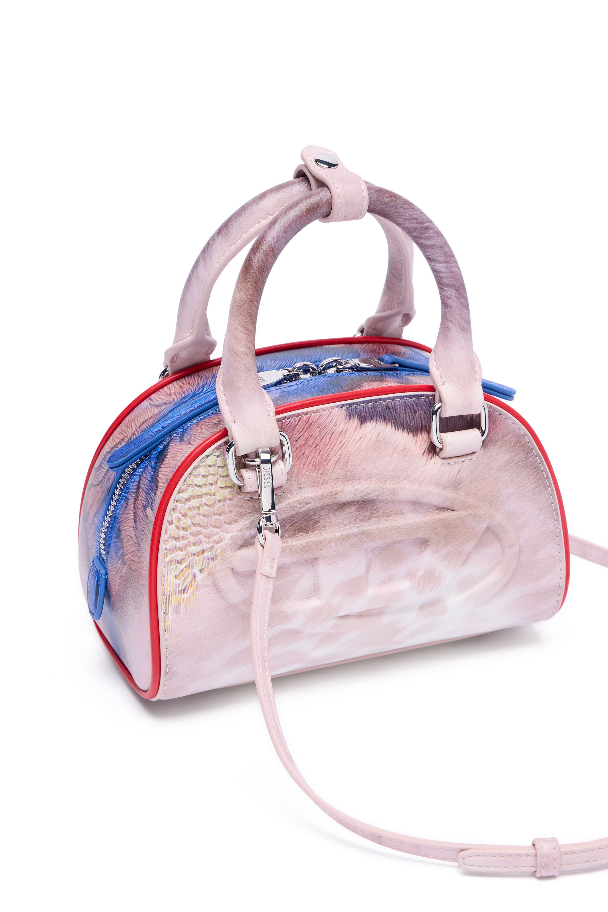 Diesel - 1DR DOME CROSSBODY, Damen 1DR Dome-Mini Bowlingtasche mit Animal-Print in Rosa/Blau - 6