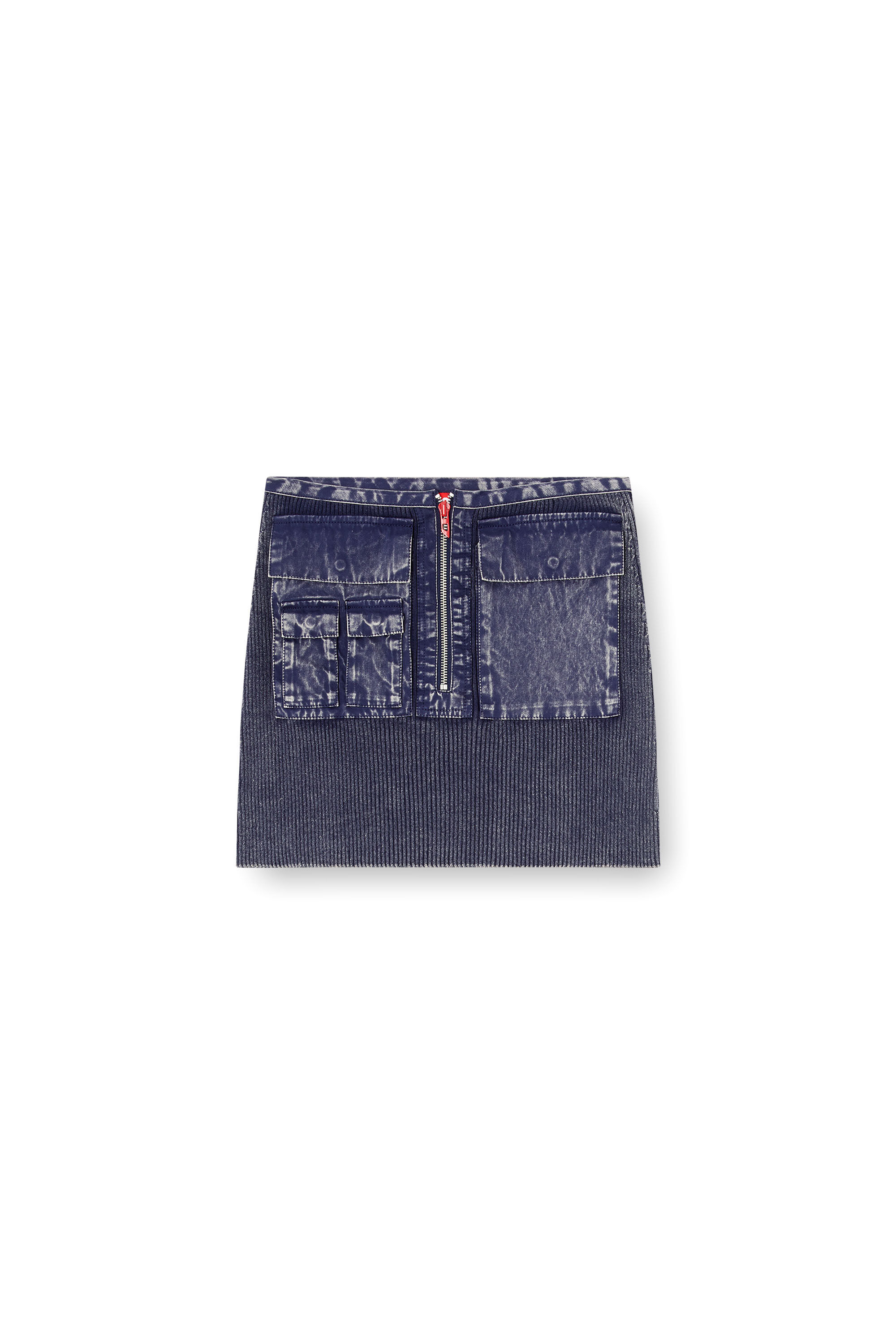 Diesel - M-MERYN-SHORT, Damen Gerippter Minirock mit Denim-Behandlung in Blau - 2