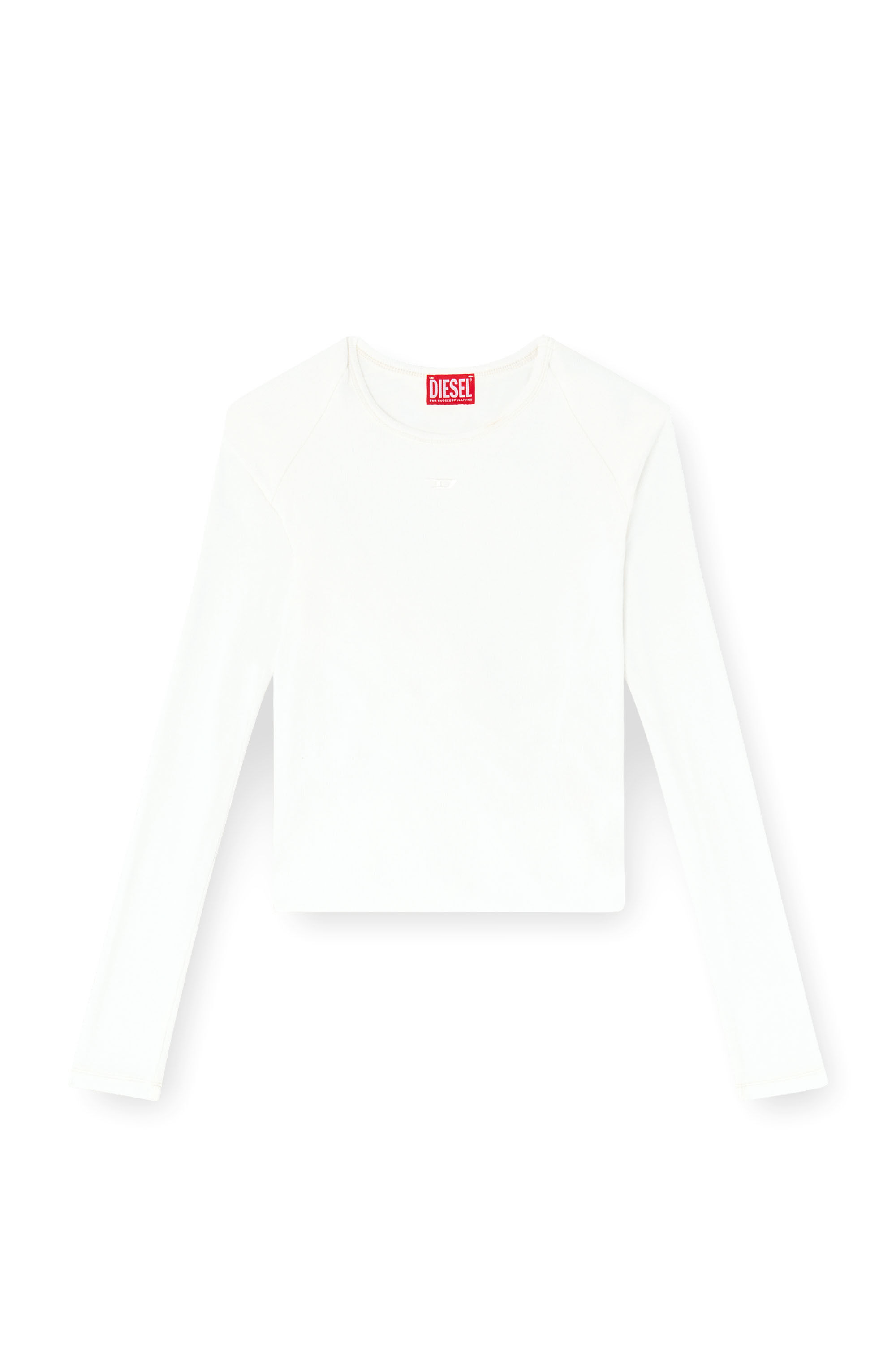 Diesel - T-ASAY-PL, Damen Langarmshirt mit Raffung aus doppellagigem Jersey in Wei&szlig; - 2