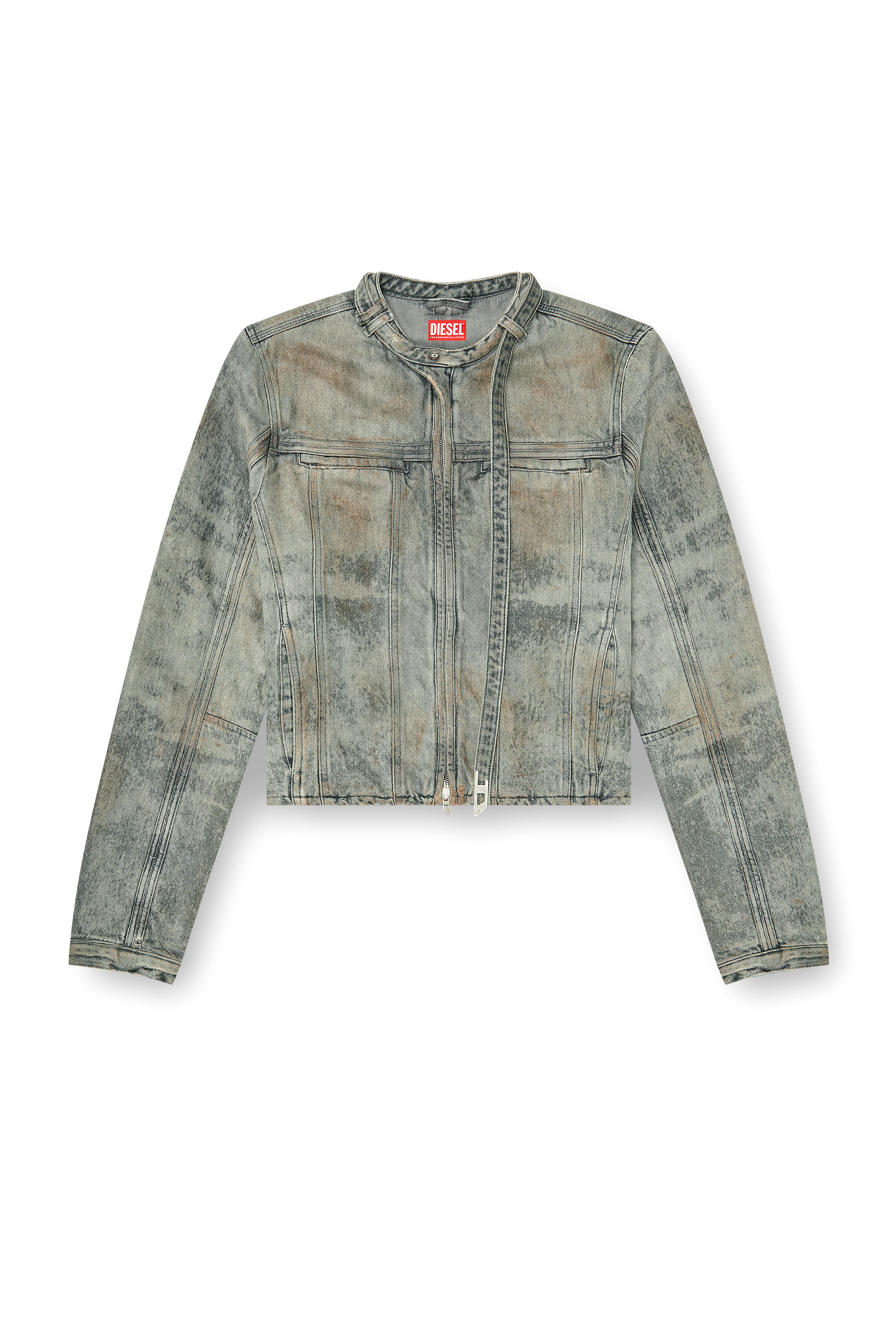 Diesel - D-VULMAR-FSI, Herren Jacke aus Baumwoll-Hanf-Satin-Denim in Grau - 2