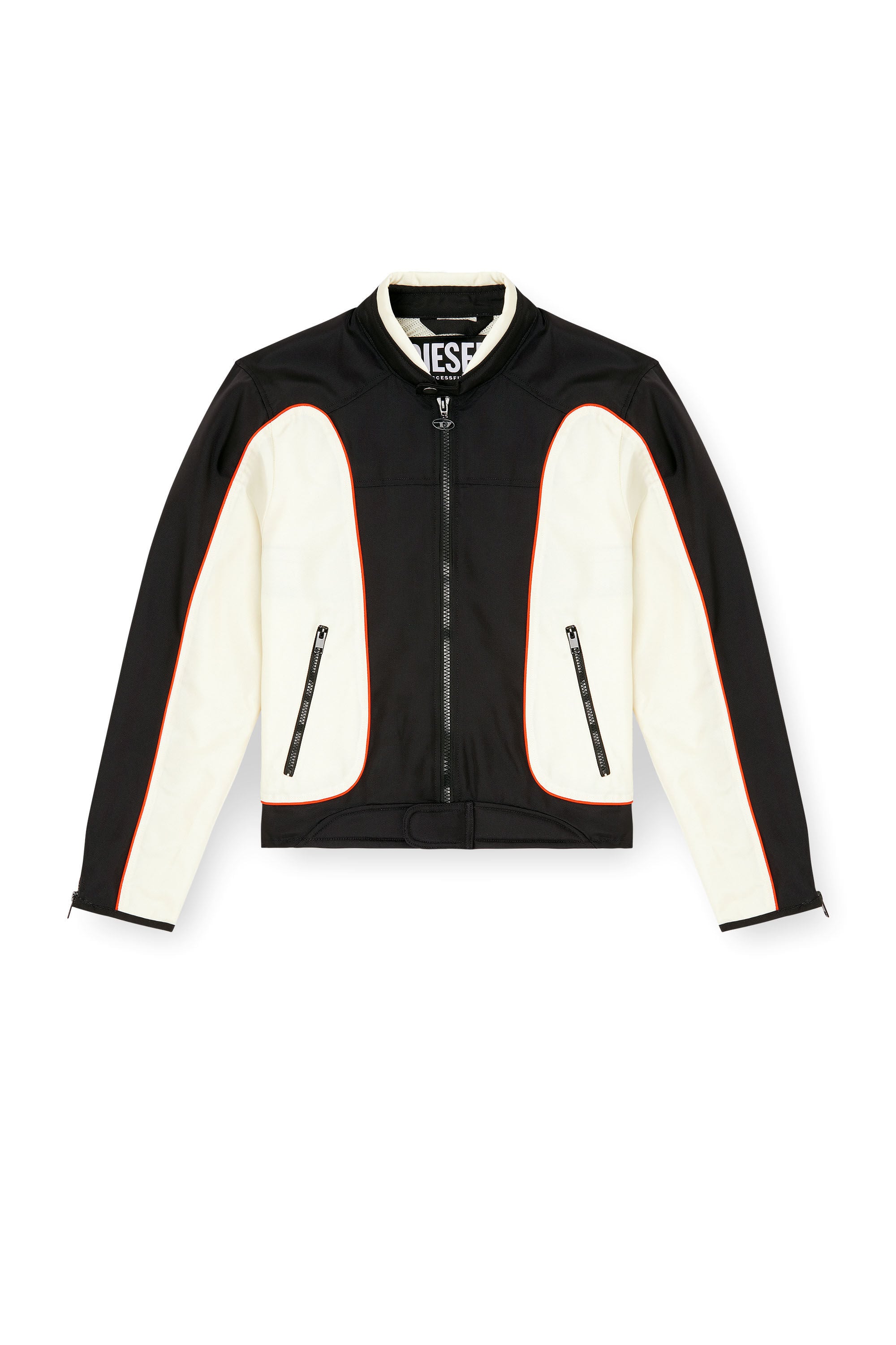 Diesel - J-BLINK-A, Herren Colour-Block-Biker-Jacke mit Paspelierung in Weiss/Schwarz - 2