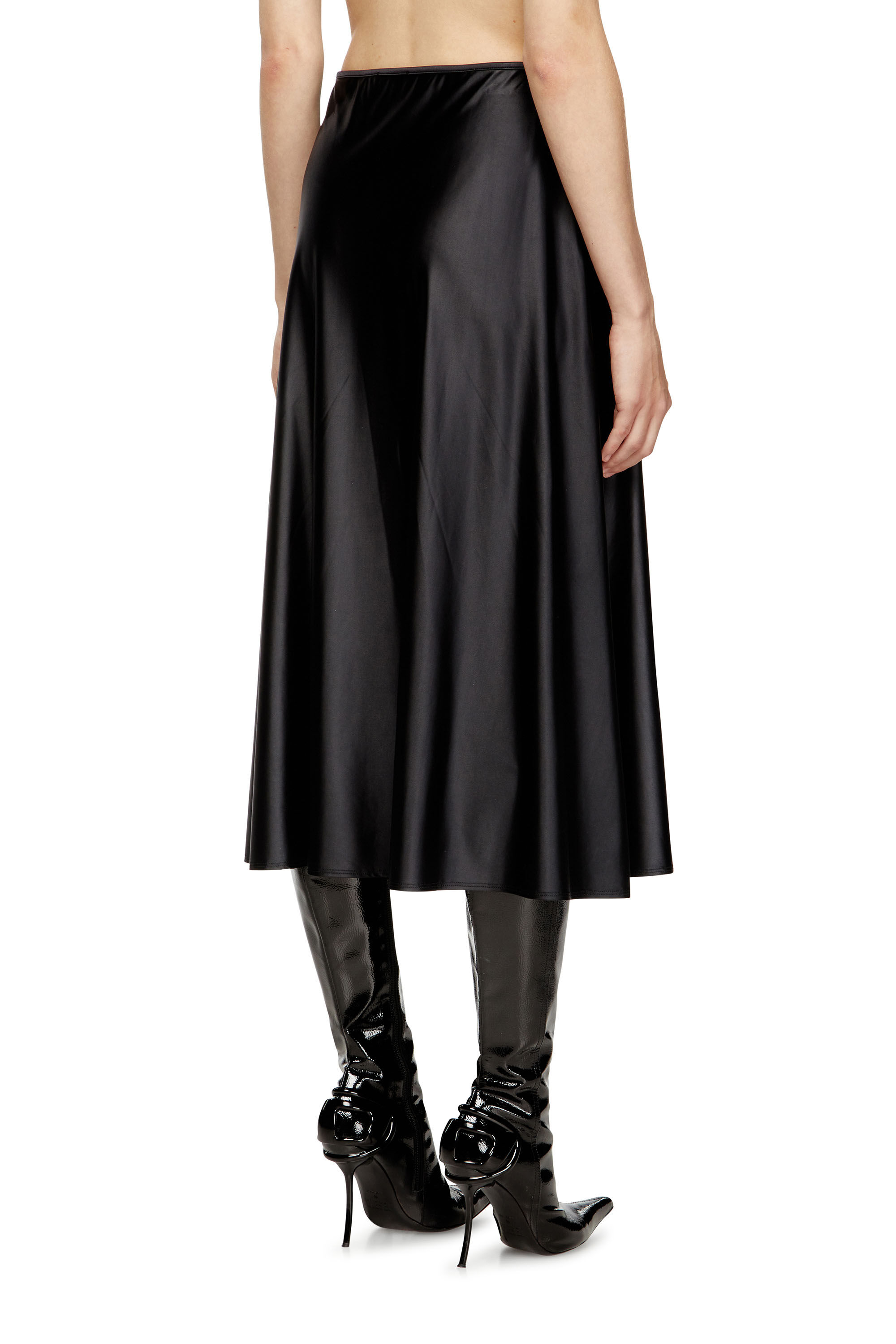 Diesel - O-MORI, Damen Midirock aus Nylon im ausgestellten Schnitt in Schwarz - 4