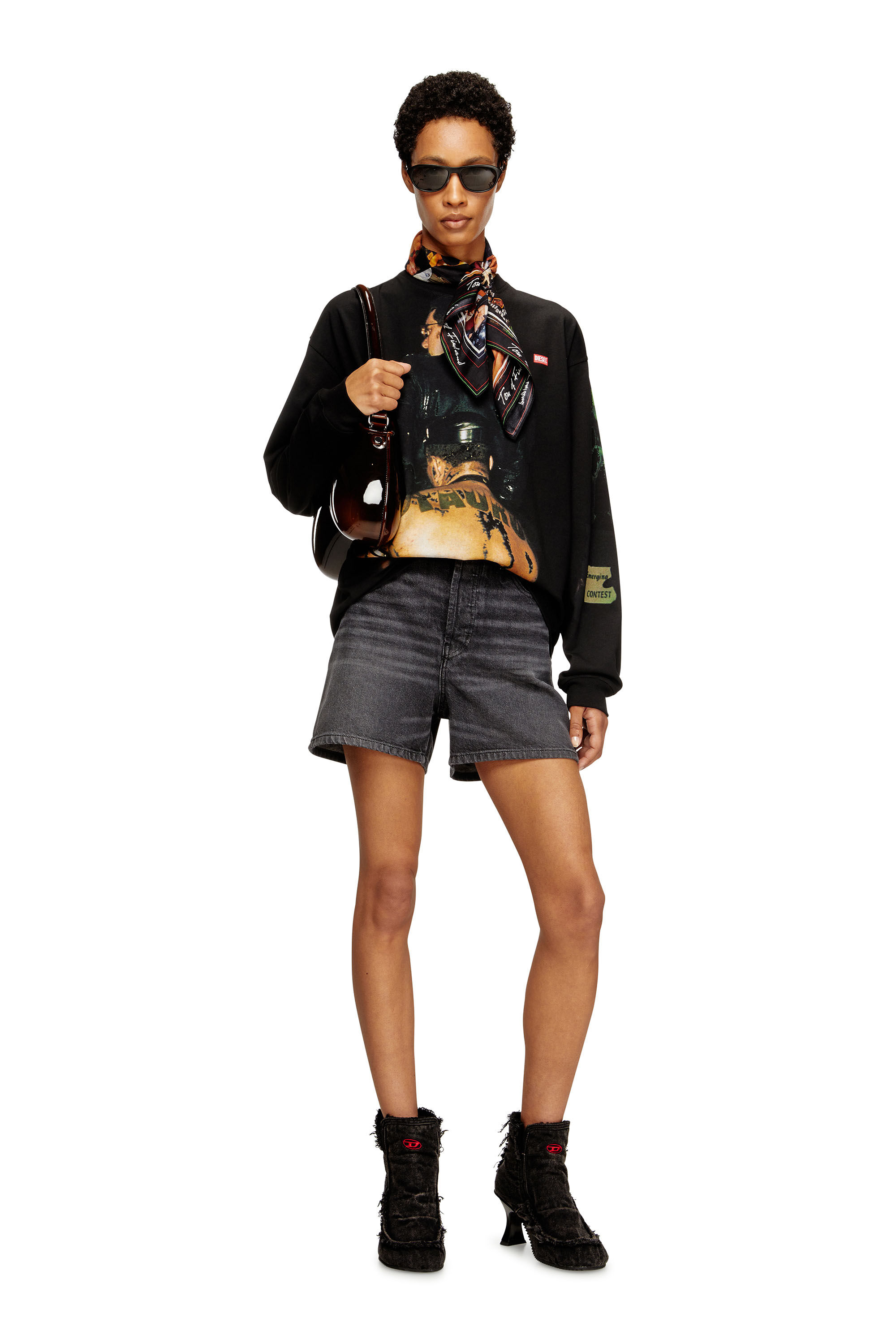 Diesel - PR-T-BOXT-LS-TOM25-1, Unisex Langarm-T-Shirt mit Grafik-Print in Schwarz - 6