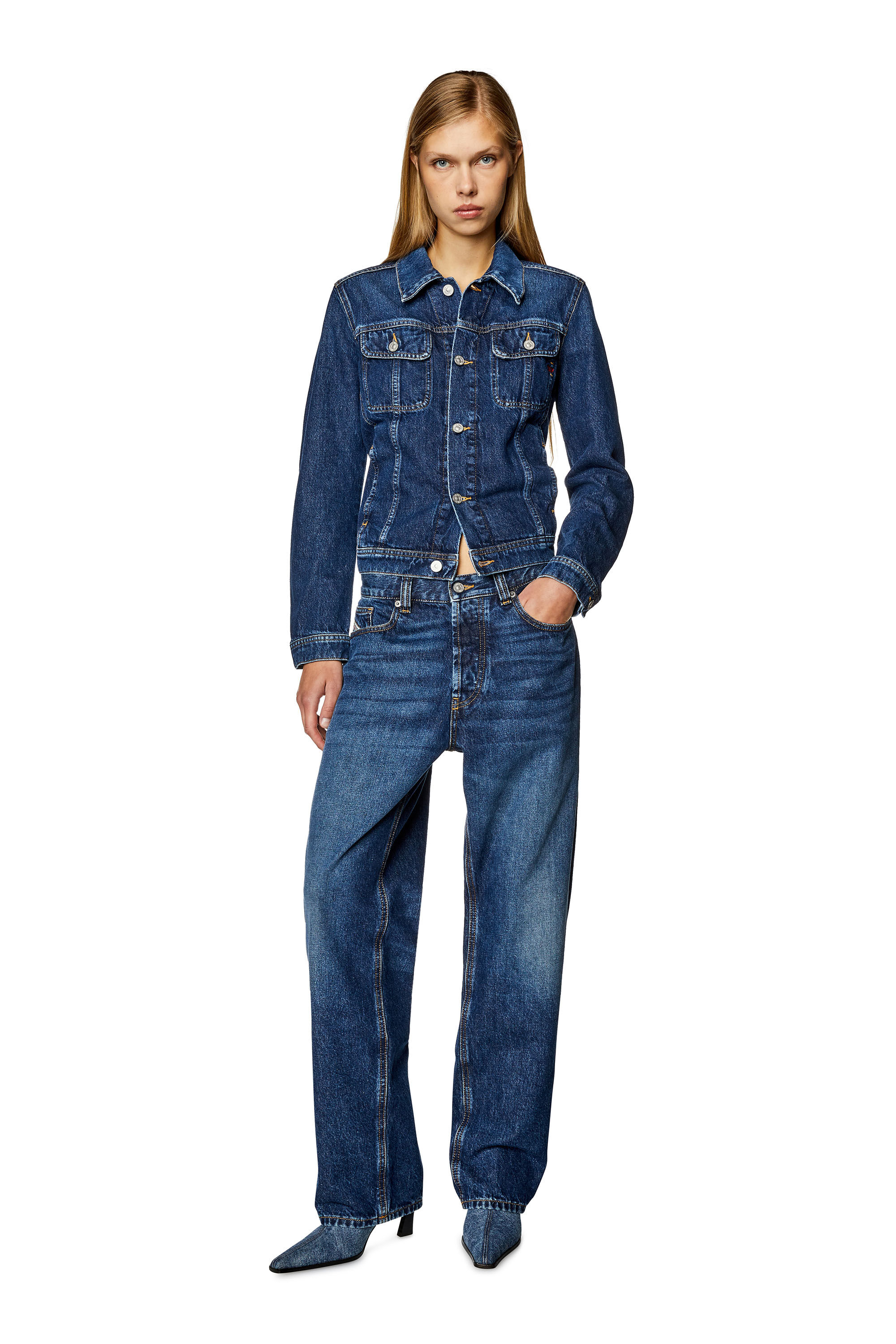 Diesel - DE-BONNY, Damen Truckerjacke aus Denim in Dunkelblau - 1