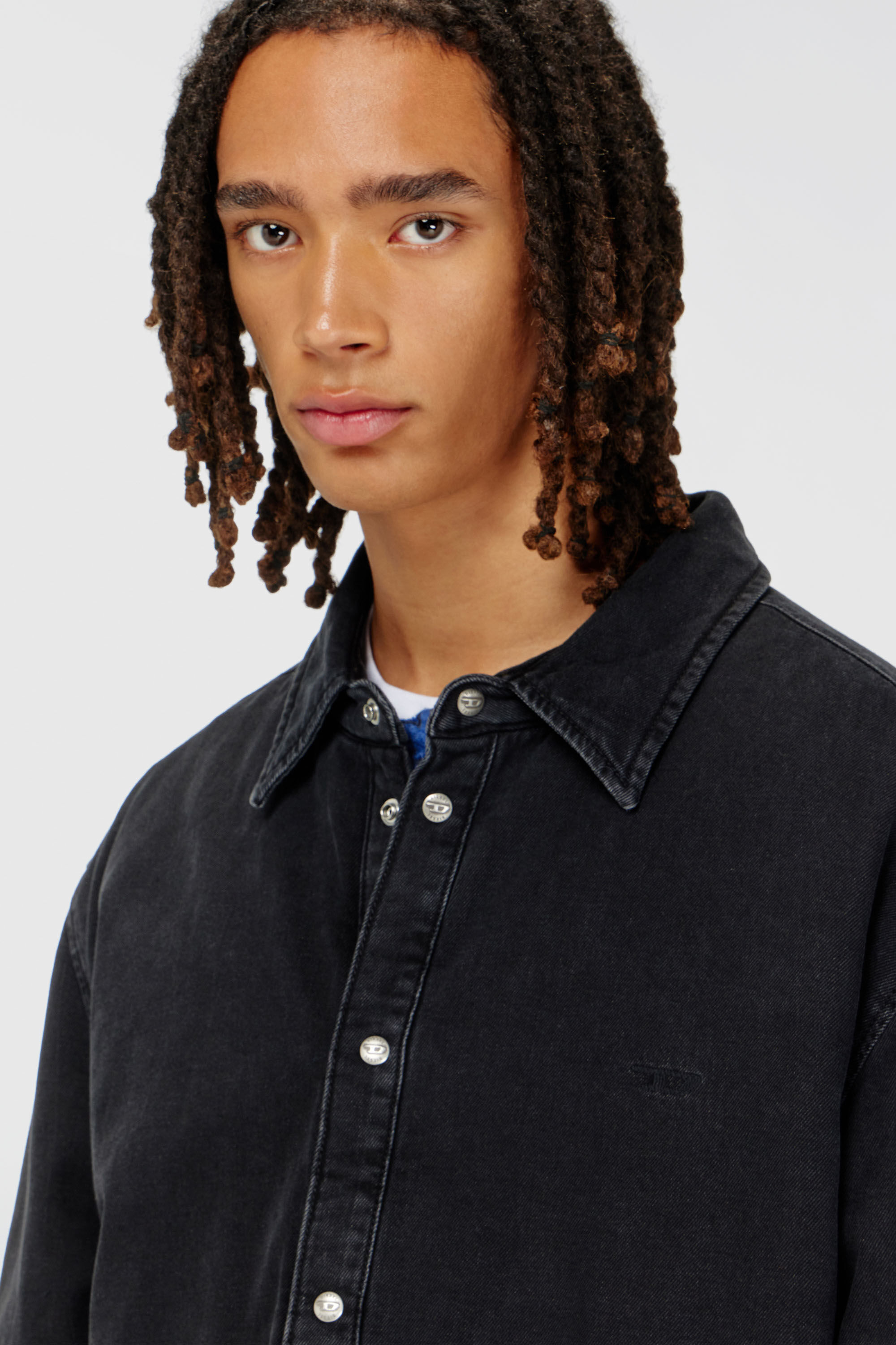Diesel - D-FLAIM-D, Herren Gef&uuml;tterte denim overshirt in Schwarz - 5