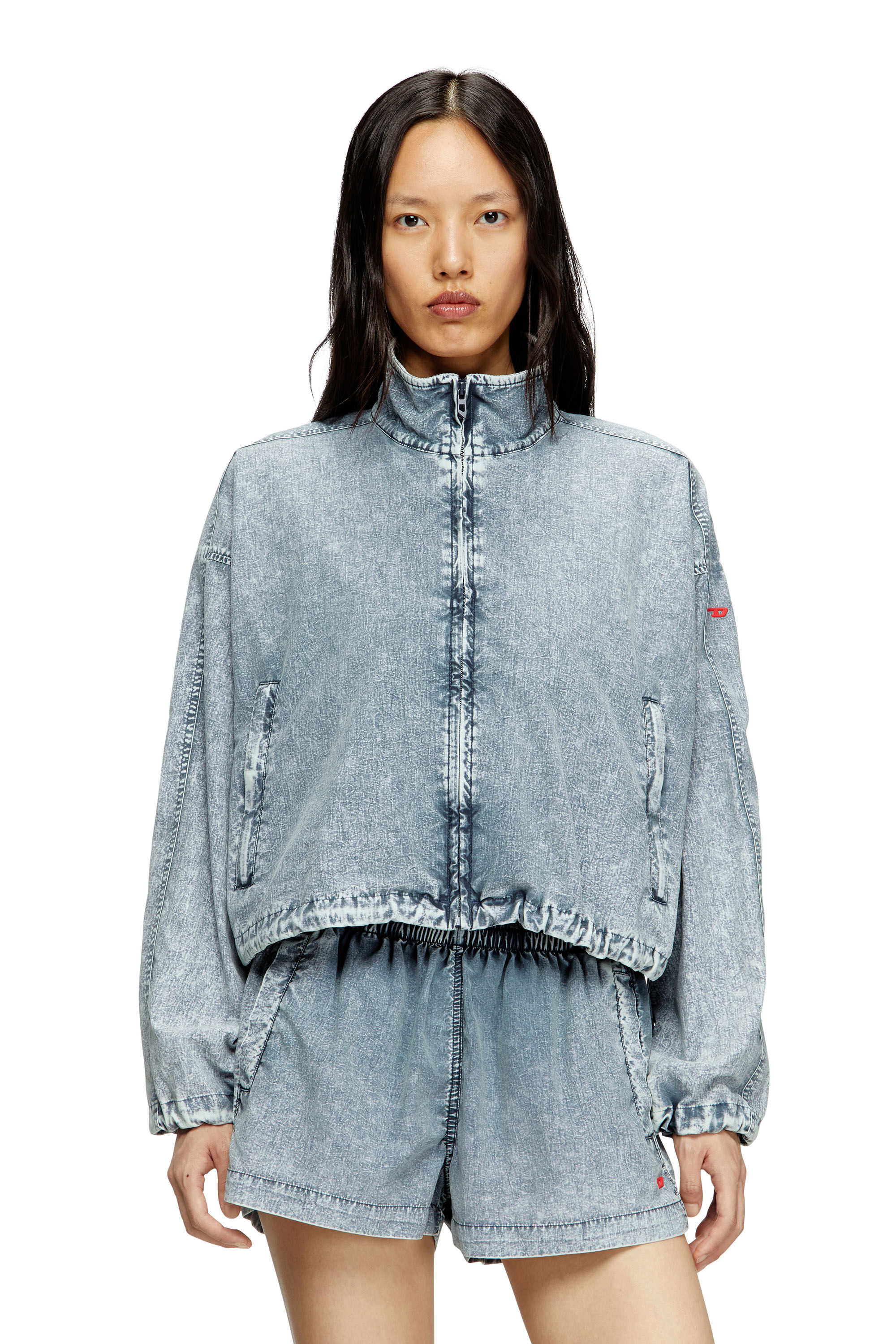 Diesel - G-LEAM-R1, Damen Verkürzte Jacke aus recyceltem Nylon-Taslan in Hellblau - 3