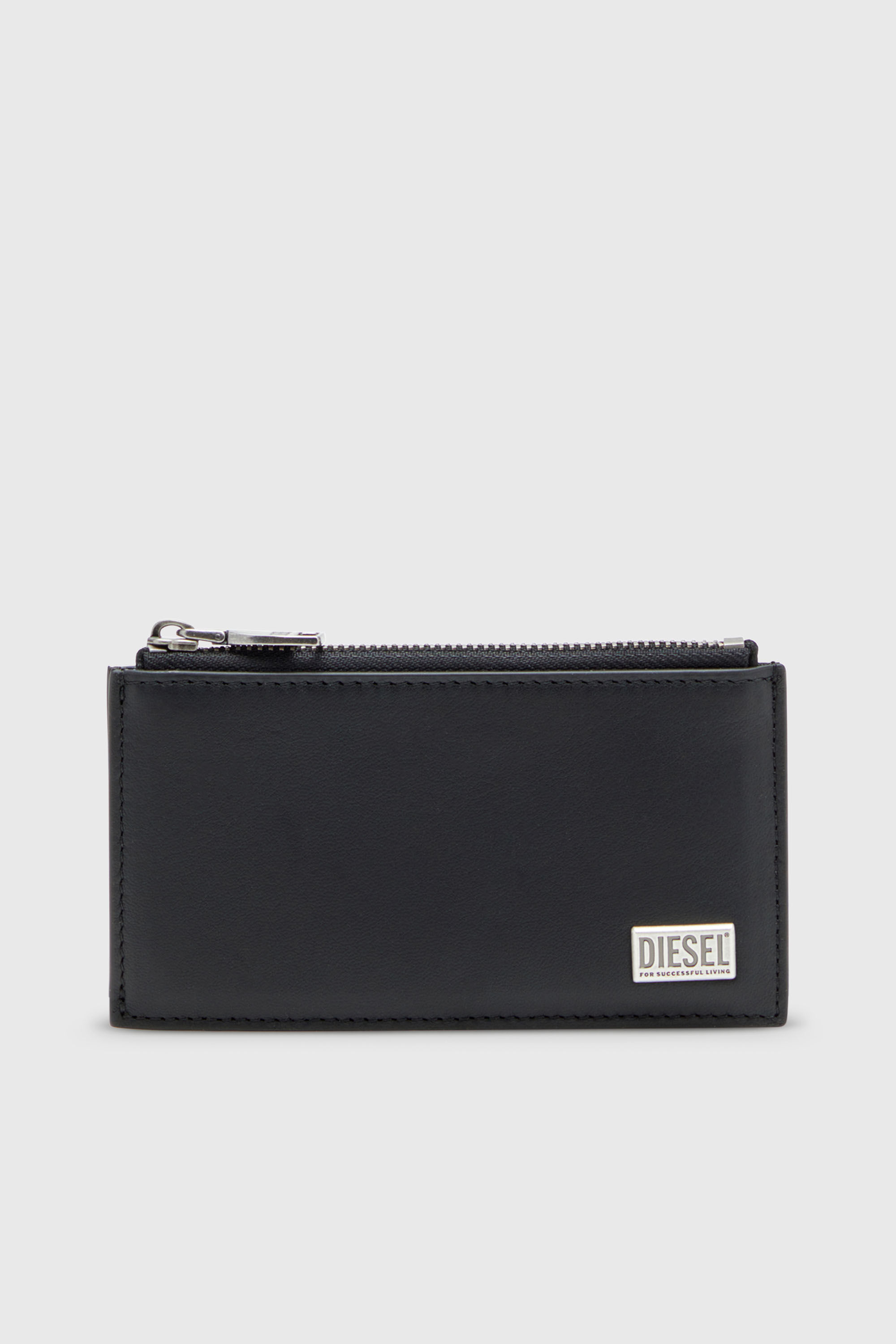 Diesel - BISCOTTO CARD HOLDER III, Herren Faltkartenetui aus semi-gl&auml;nzendem Leder in Schwarz - 1