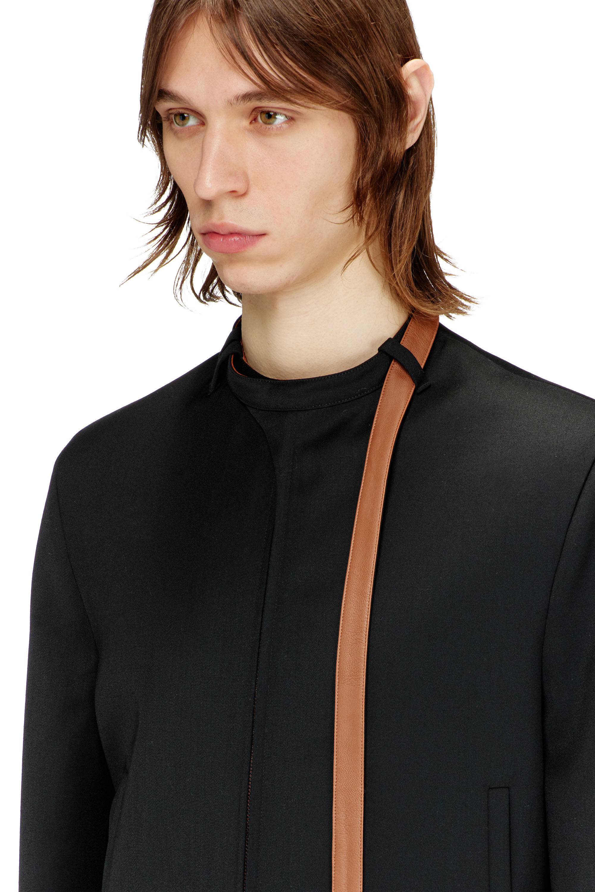 Diesel - J-NURIEL-A, Herren Ma&szlig;geschneiderte Jacke mit Biker-Halsriemen in Schwarz - 5