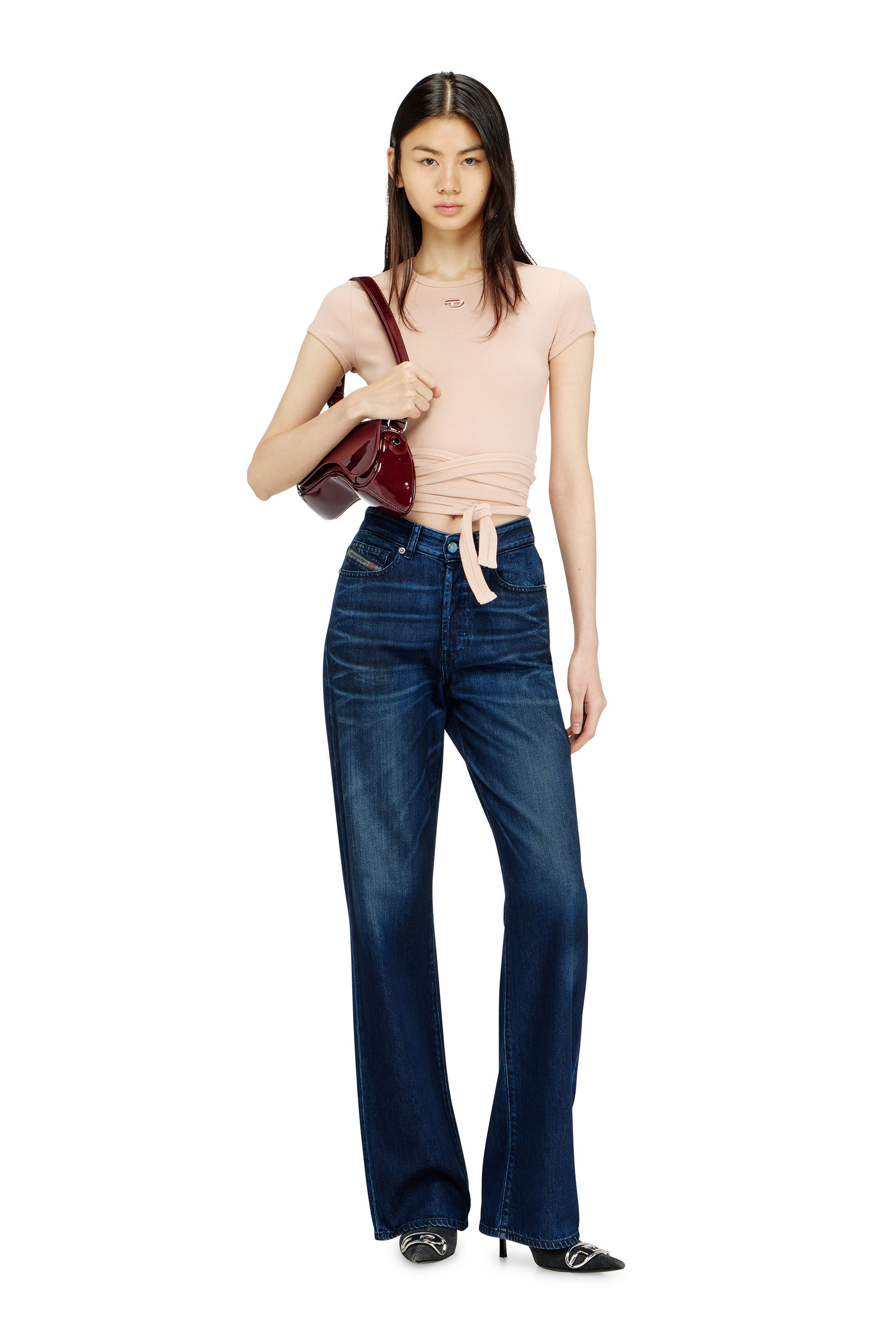 Diesel - T-BUNNY-TAIL-S1, Damen Geripptes Top mit Wickelschn&uuml;ren in null - 1