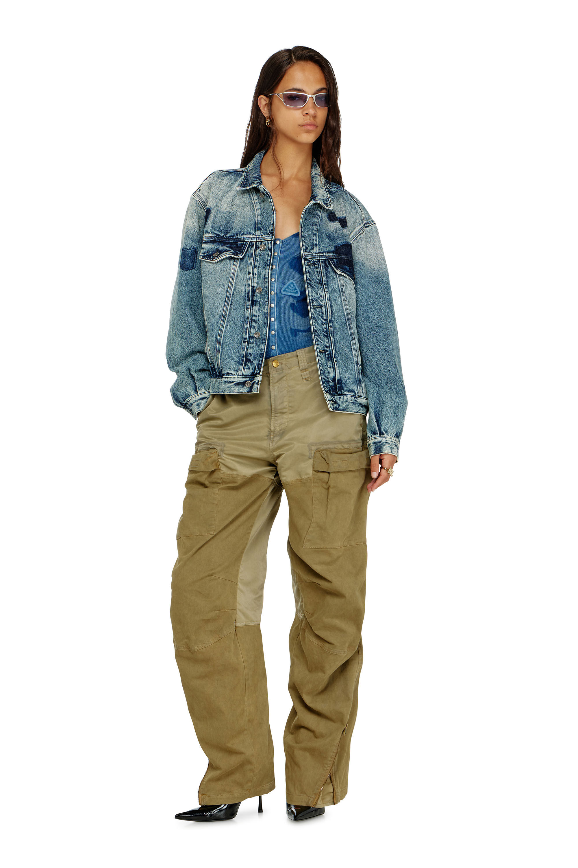 Diesel - T-LEY-AA1, Damen Body aus Rippjersey mit Shadow-Patch-Effekten in null - 1