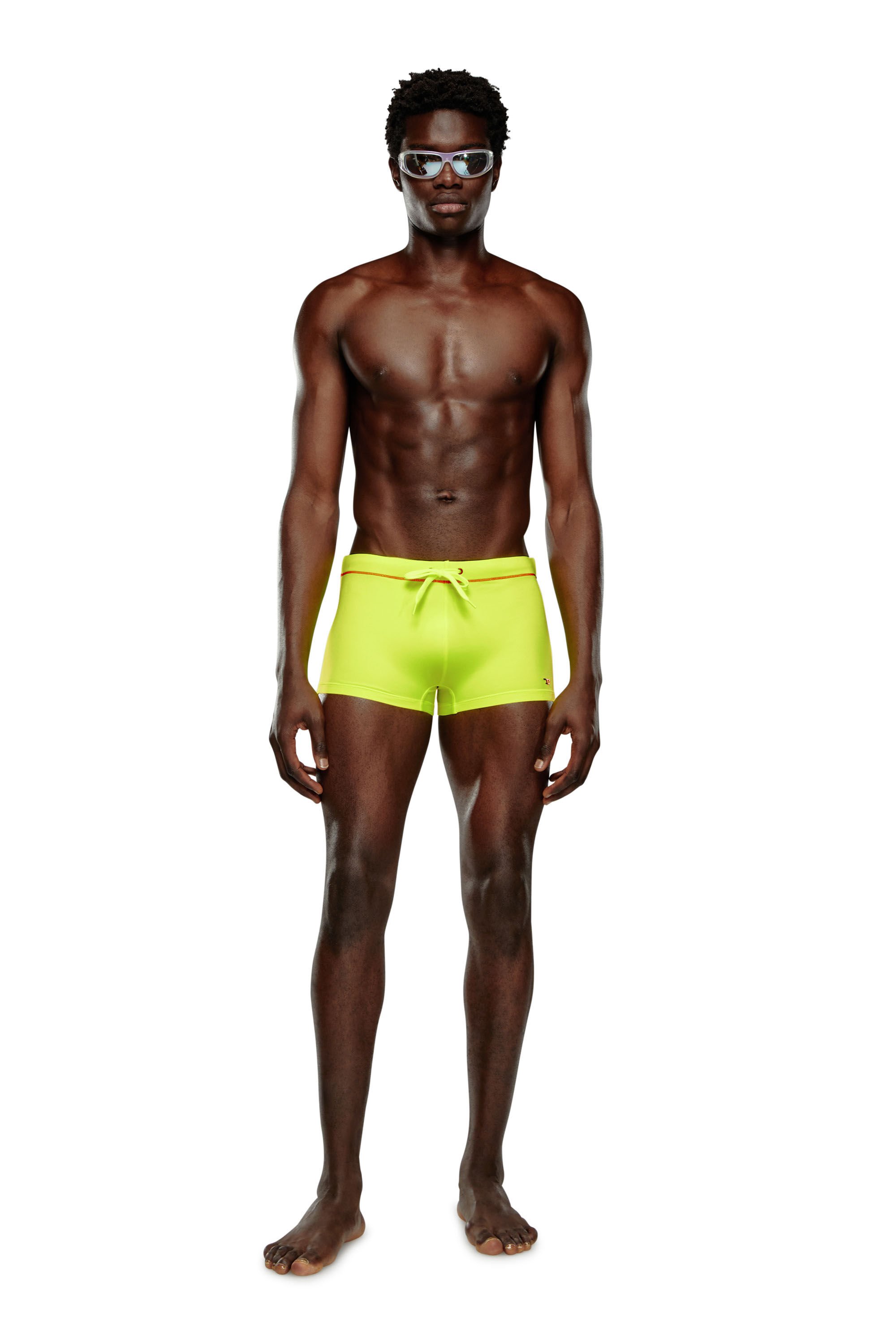 Diesel - BMBX-BRAD, Man Neon swim boxer briefs with D logo in Yellow - Image 2