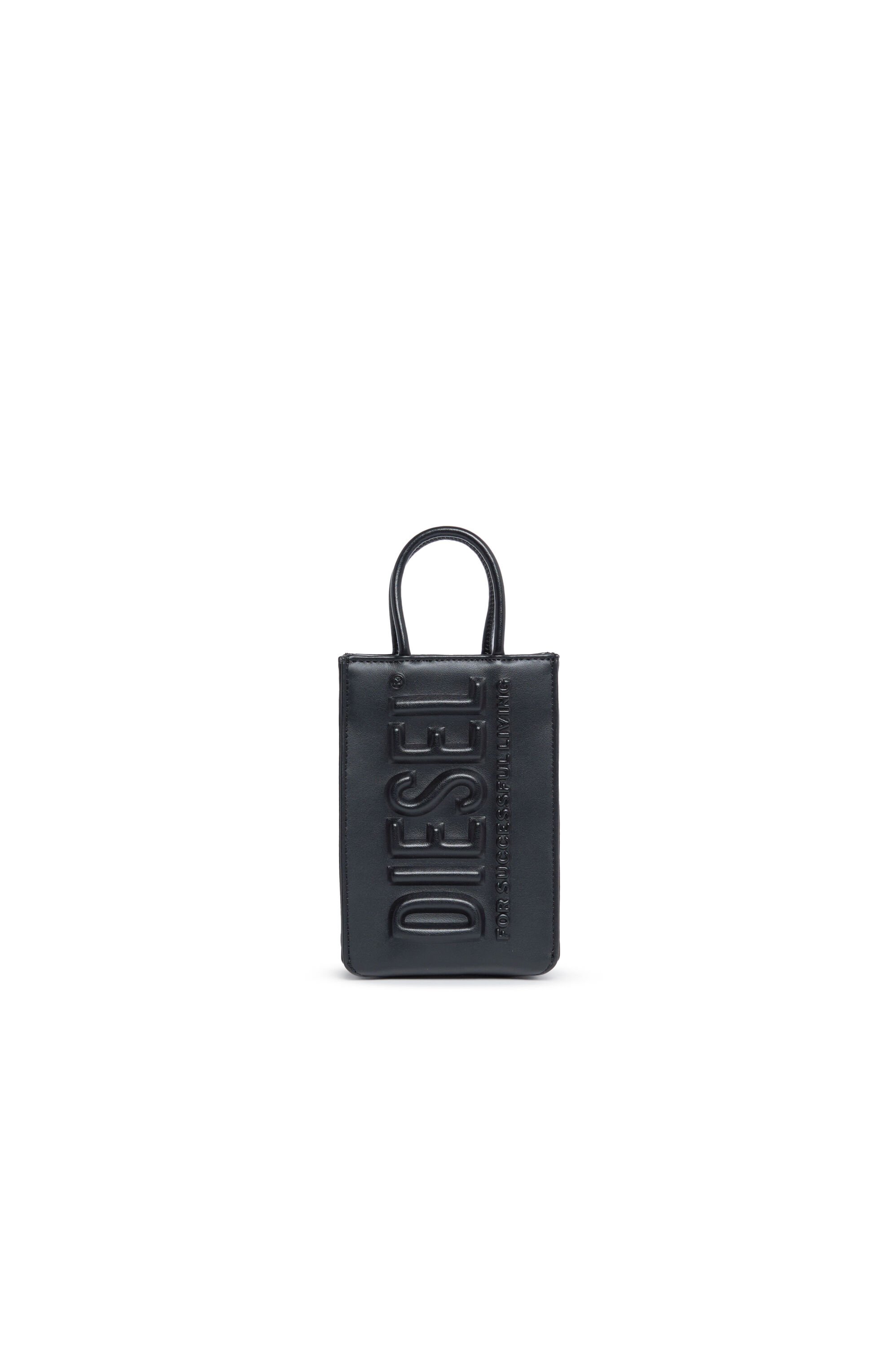 Diesel - DSL 3D SHOPPER MINI, Woman Mini tote bag with embossed logo in Black - Image 1
