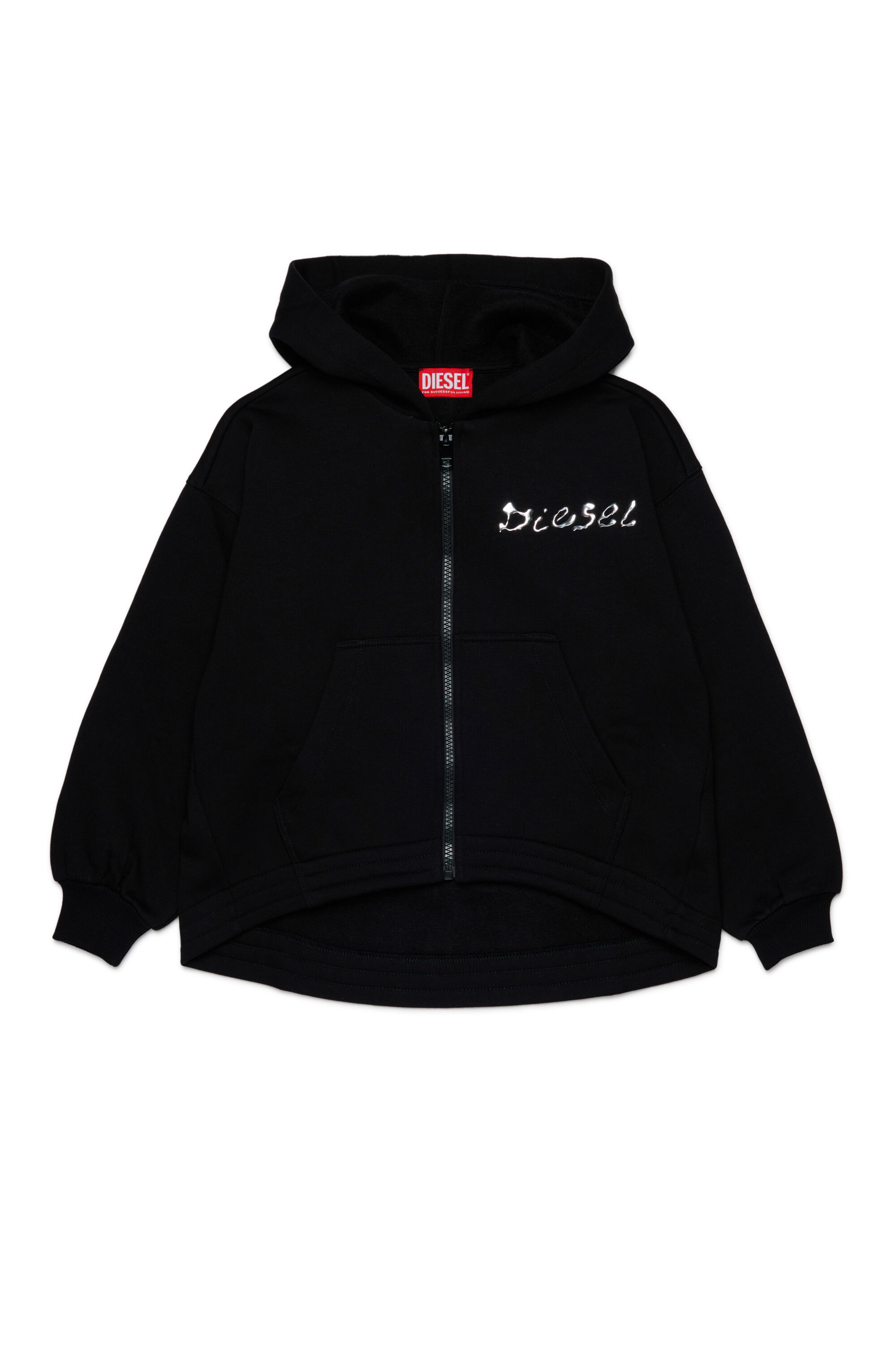 Diesel - STRISTANA, Damen Kapuzenjacke aus Baumwolle mit Reißverschluss in Schwarz - 1