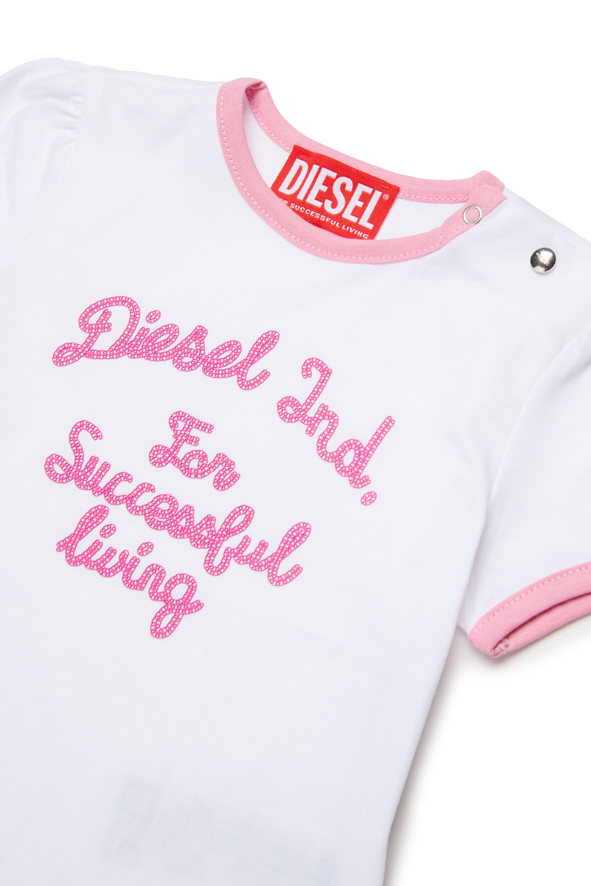 Diesel - TELAB, Damen Ring-T-Shirt mit Stickerei in Wei&szlig; - 3