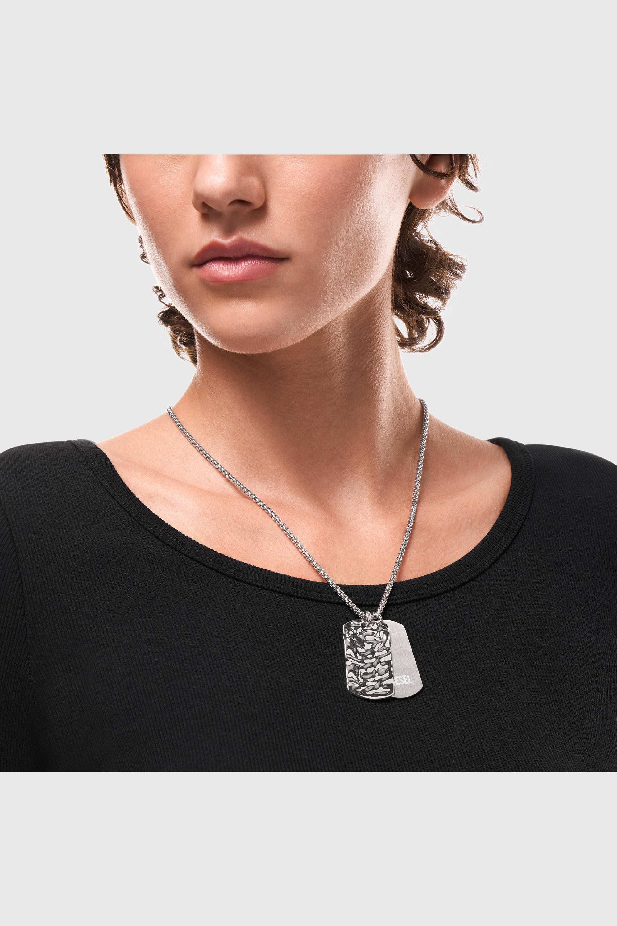 Diesel - DX1735040, Unisex Dog-Tag-Halskette aus Edelstahl in Silber - 3