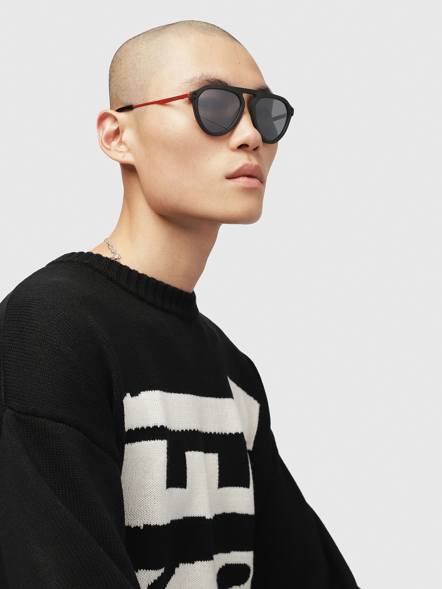 Diesel - DL0277, Herren Pilotensonnenbrille aus acetat in Schwarz/ Rot - 4