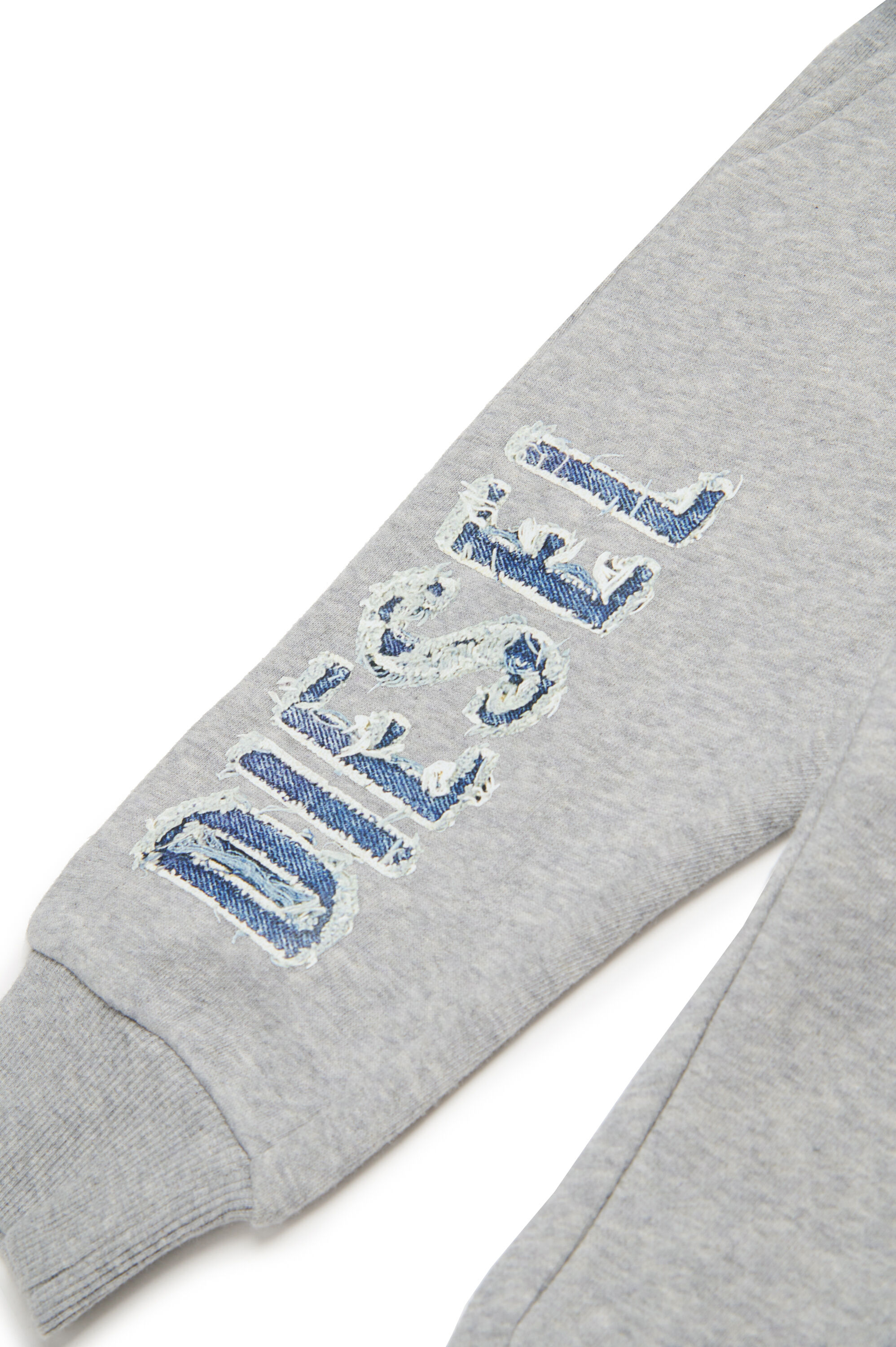 Diesel - PGIBBIB, Herren Sweathose mit ausgefranstem Logo aus Denim in Grau - 4