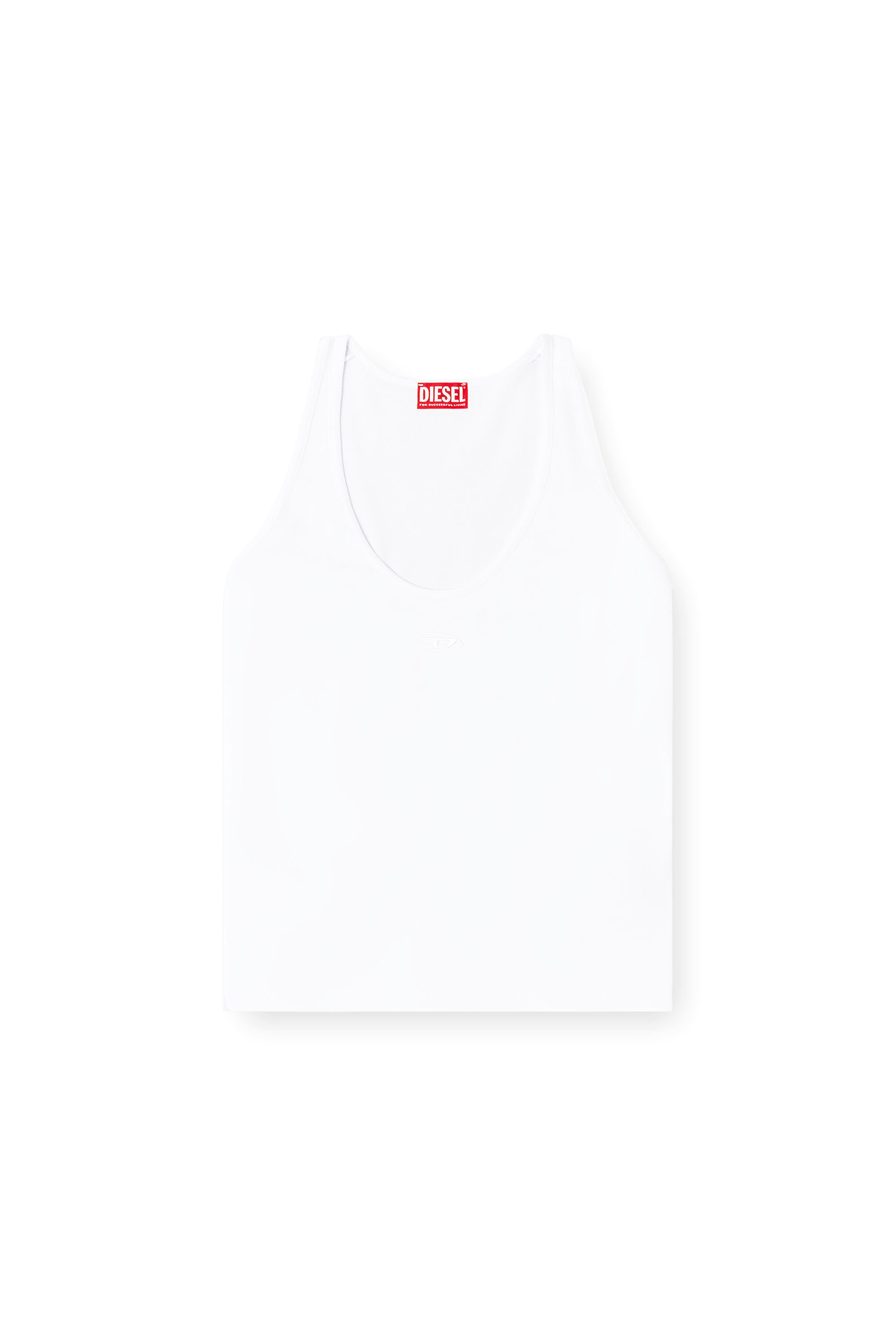 Diesel - T-IPSYA-LKDS, Damen Geripptes Tanktop mit Oval D in Weiß - 2