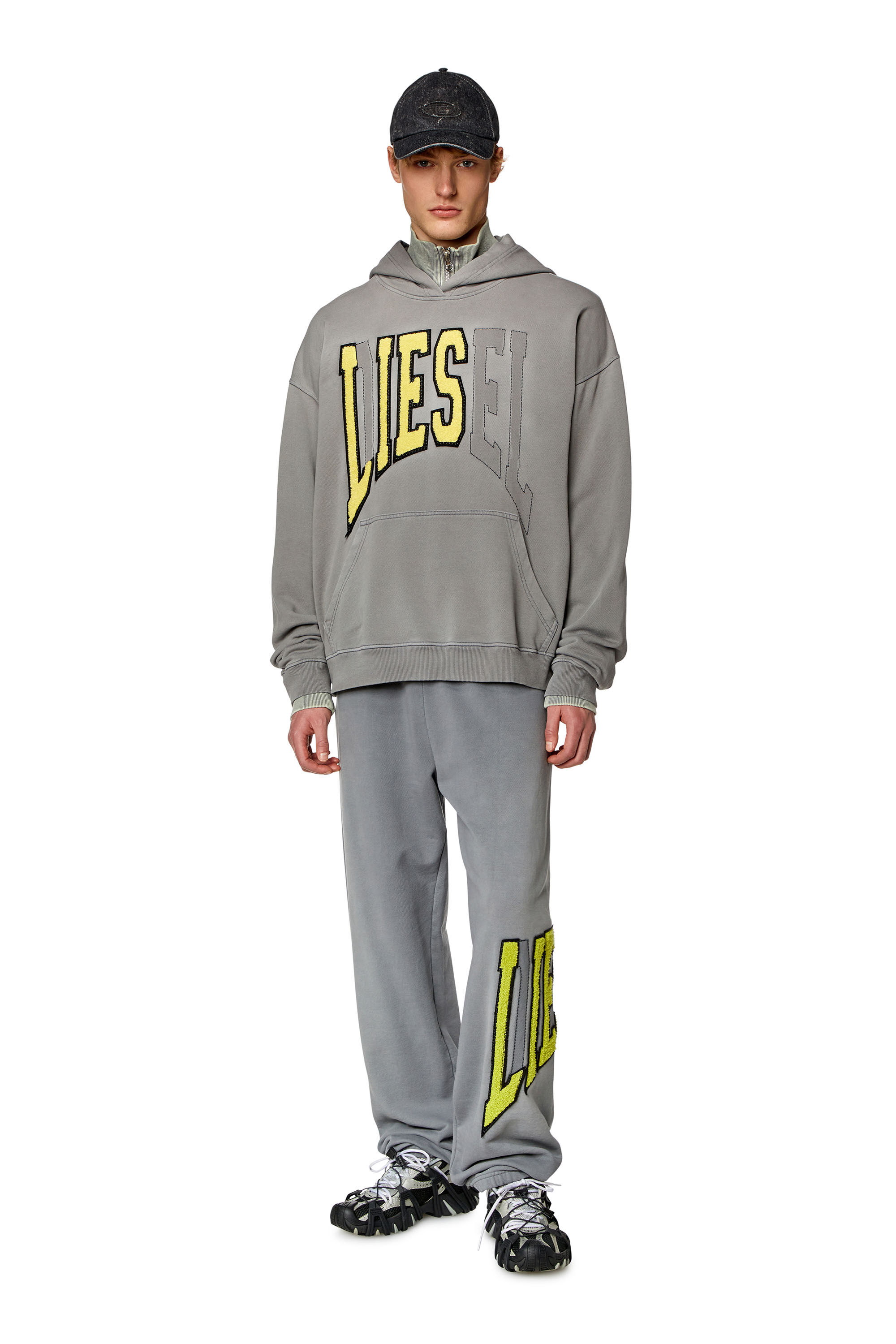 Diesel - S-BOXT-HOOD, Herren College-Hoodie mit LIES-Patches in Grau - 1