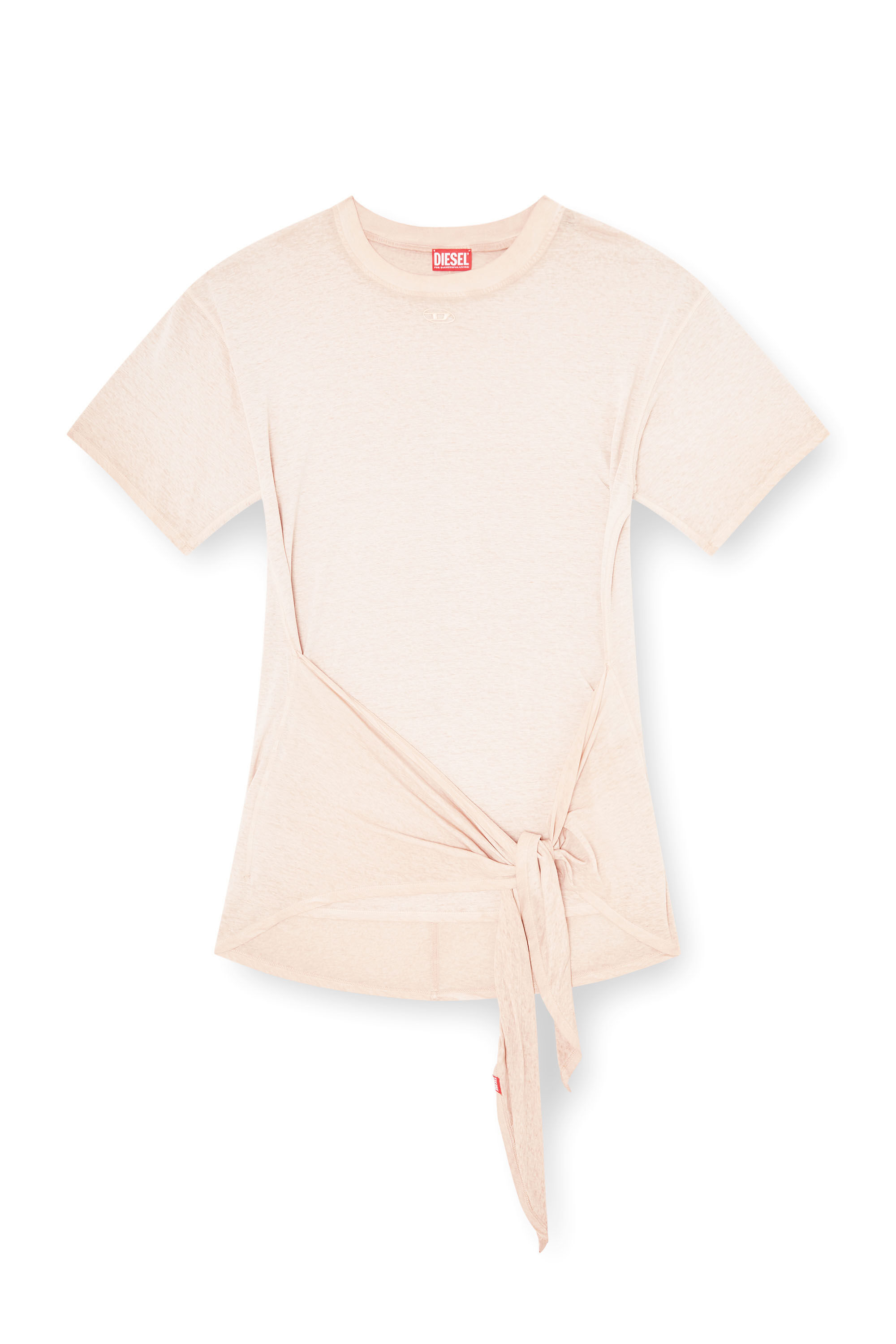 Diesel - D-EIVOR-S1, Woman's Hemp-cotton dress with wrap detail in Pink - 2