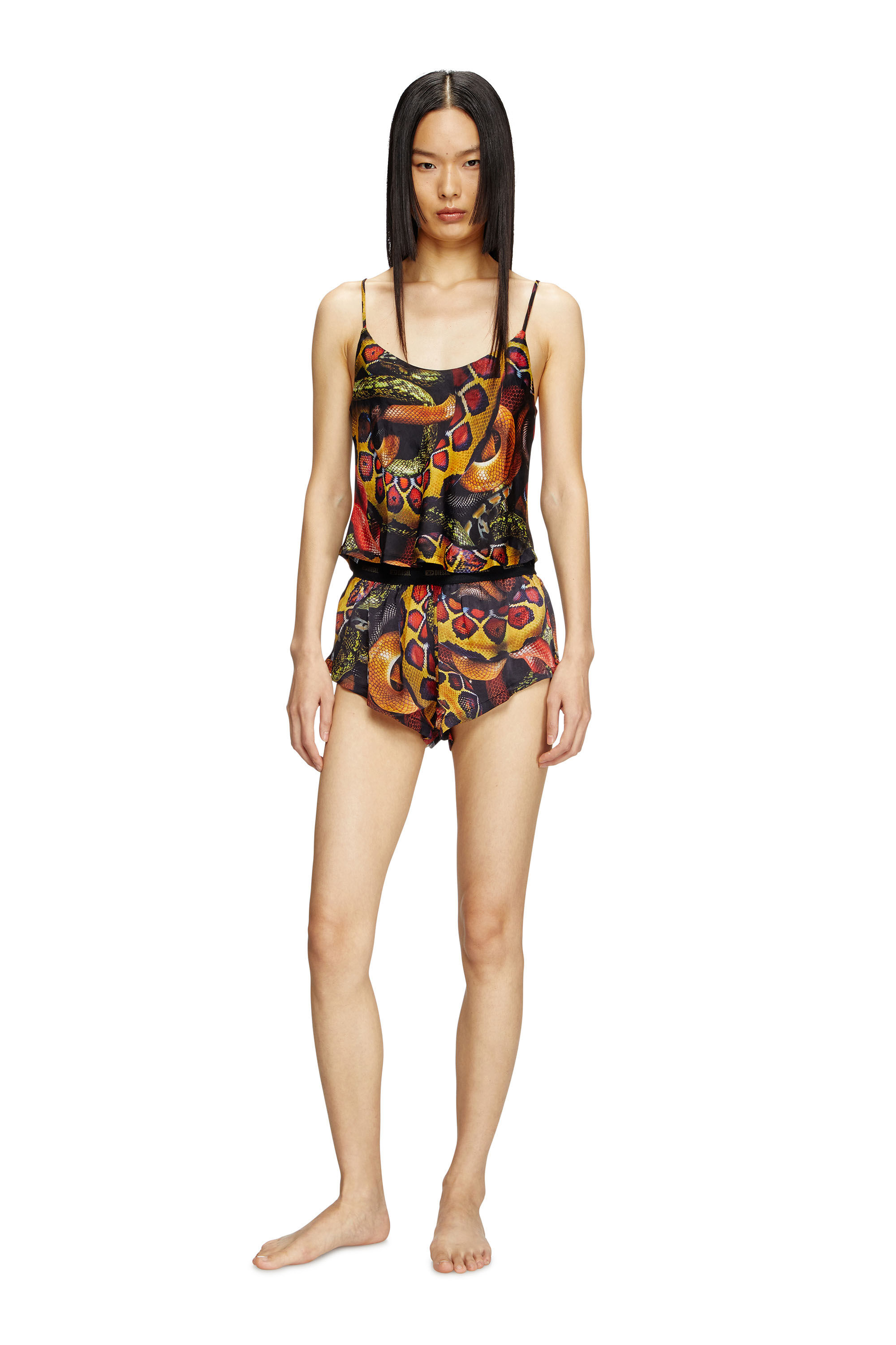 Diesel - SET-IVONE-SNAKE, Damen Pyjama-Set aus Satin mit Schlangen-Print in Bunt - 1