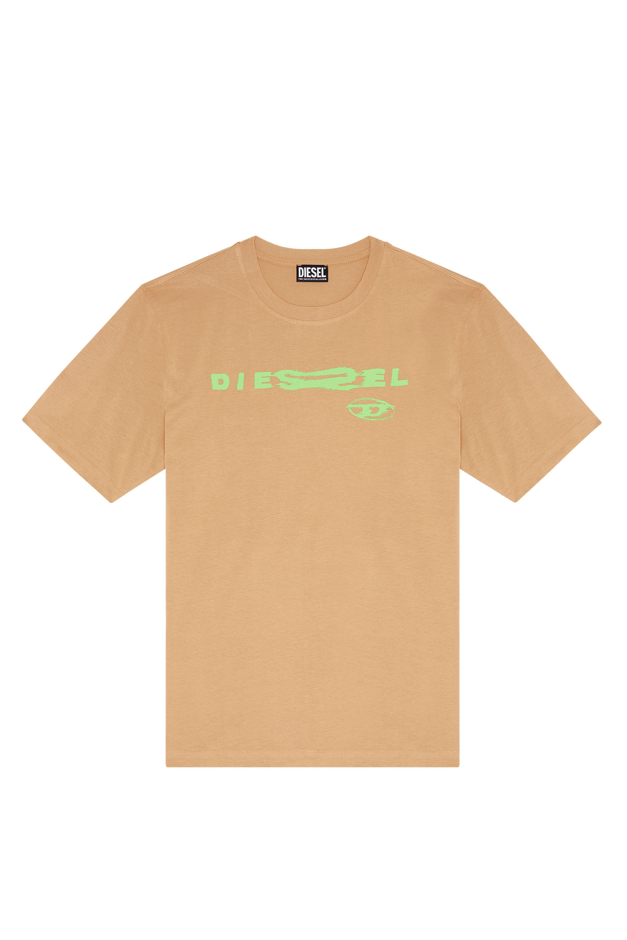 Diesel - T-JUST-G9, Herren T-Shirt mit verzerrtem Logo-Print in Beige - 2