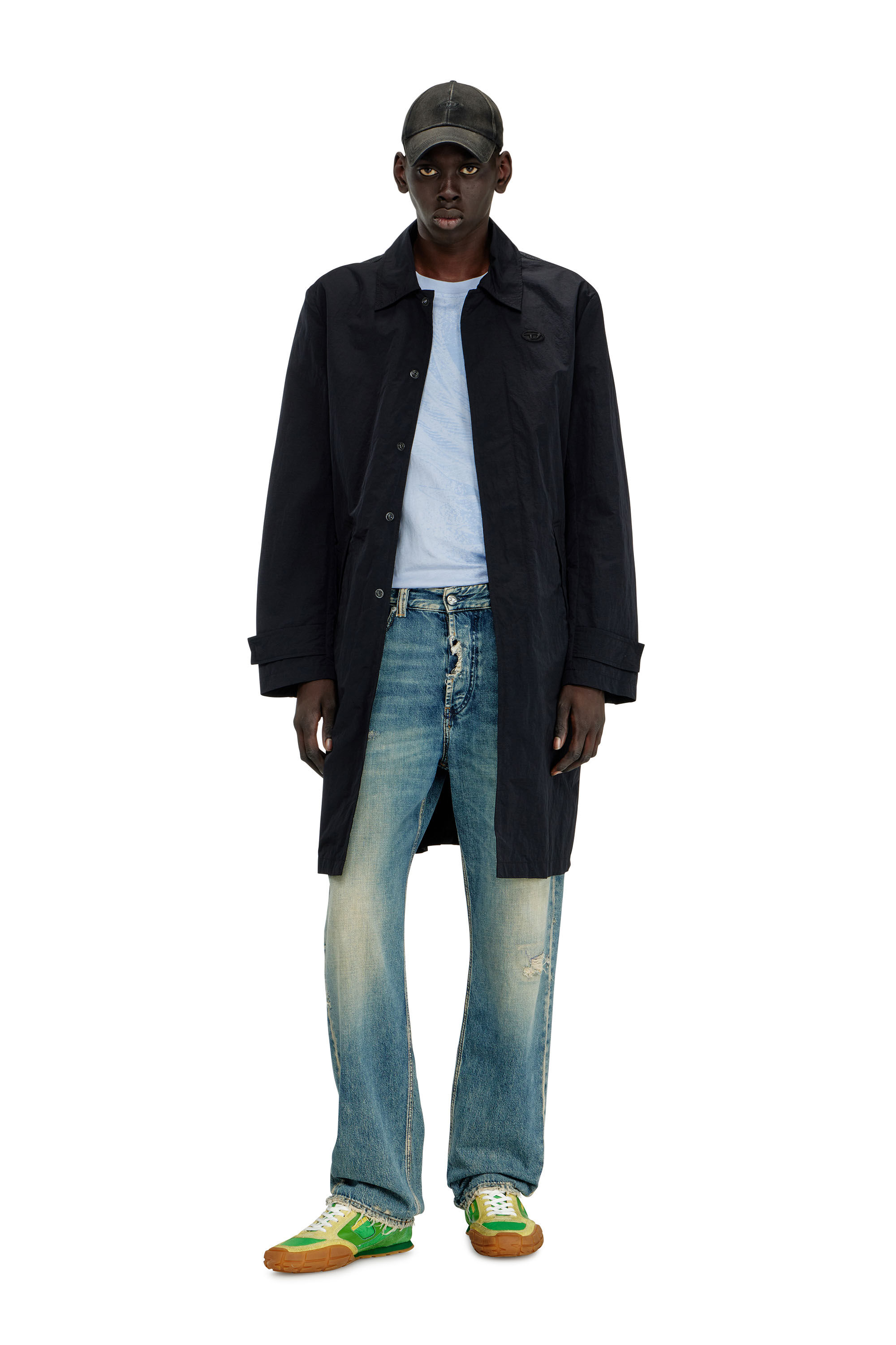 Diesel - J-BURHAT, Herren Nylonmantel mit gl&auml;nzendem Crinkle-Finish in Schwarz - 3