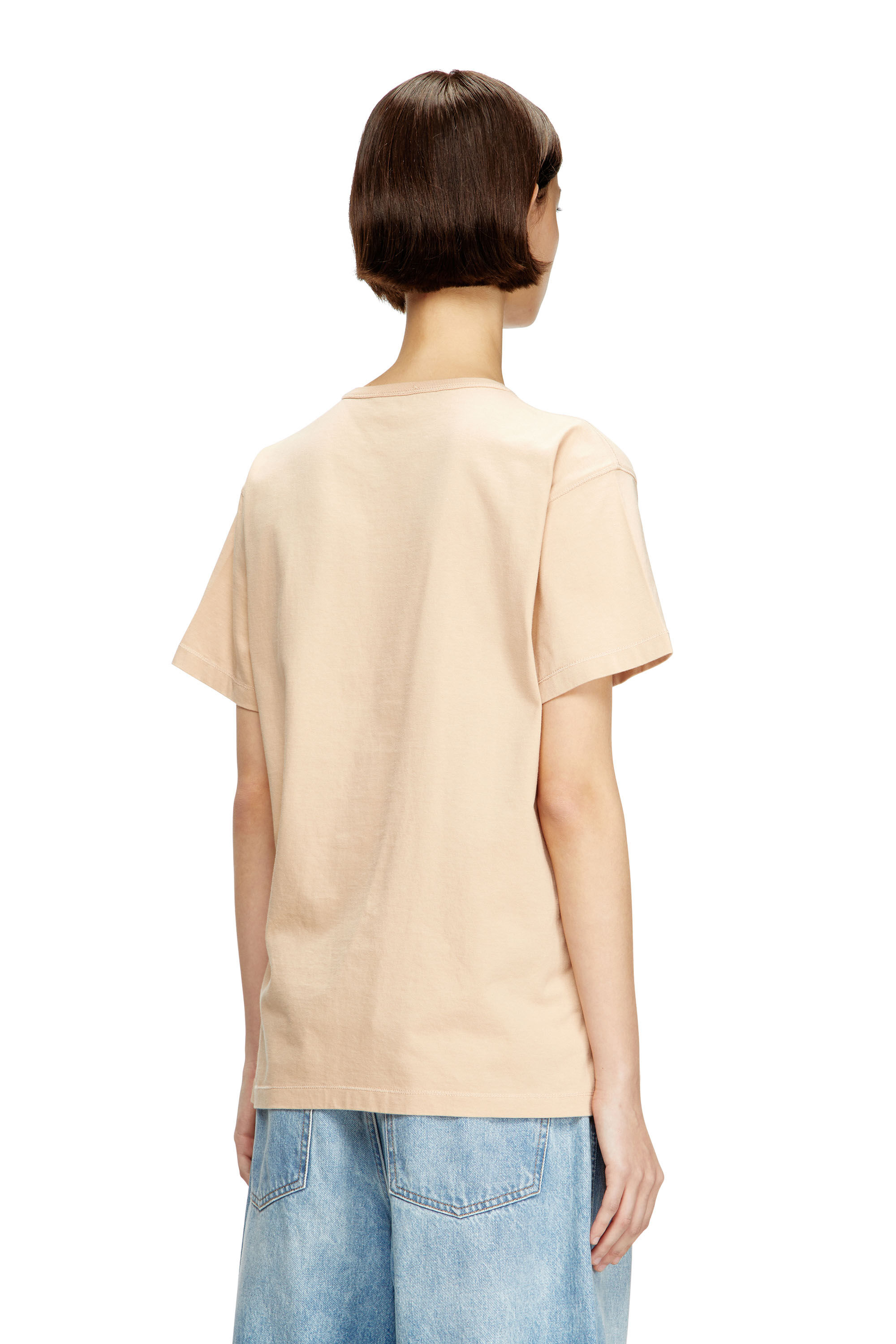 Diesel - T-NORMY-OD-S1, Damen Baumwoll-T-Shirt mit metallischem Oval D in Beige - 4