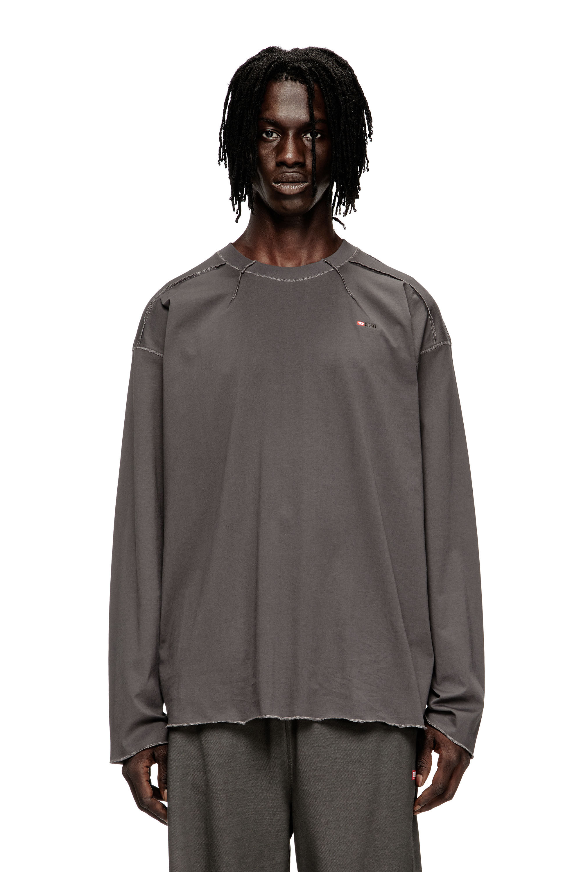 Diesel - T-CRAHOR-BOXT-LS-T1, Herren Baumwoll-T-Shirt in Grau - 3