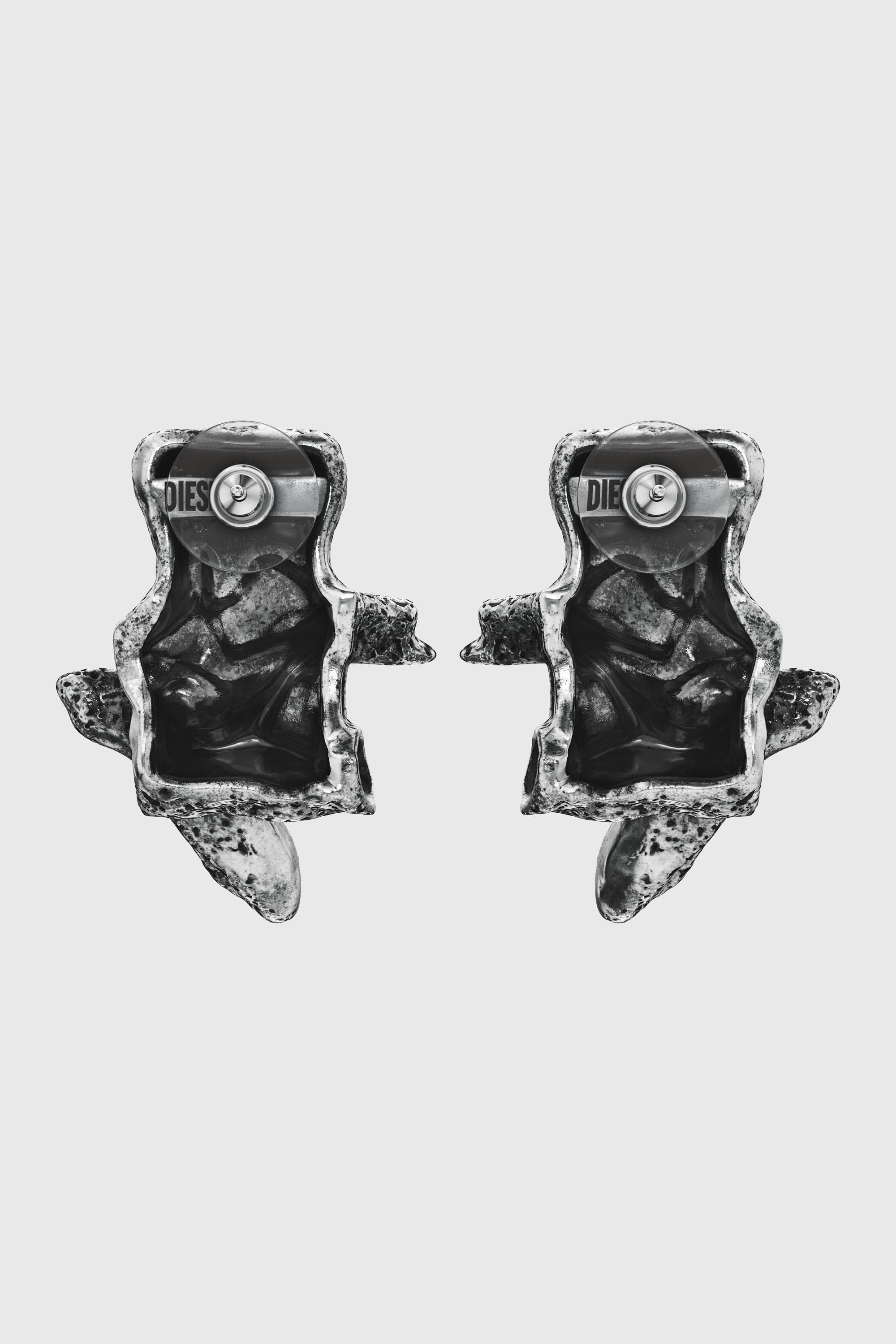 Diesel - DX1710040 JEWELLERY, Unisex Ohrstecker in silberfarben mit Nieten in Dunkelgrau - 3