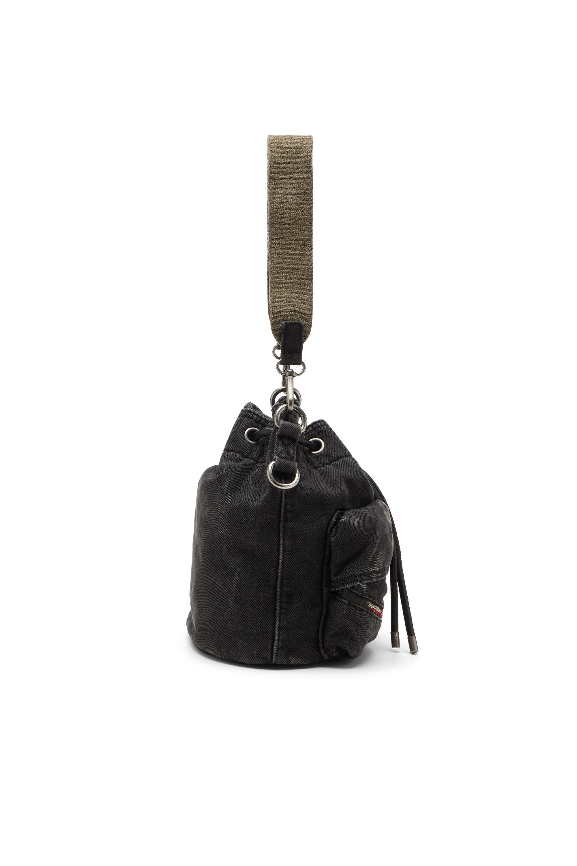 Diesel - MULTI-PKTS BUCKET X, Unisex Multi-Pkts-Multipocket-Beuteltasche aus gewaschenem Denim in Schwarz - 3