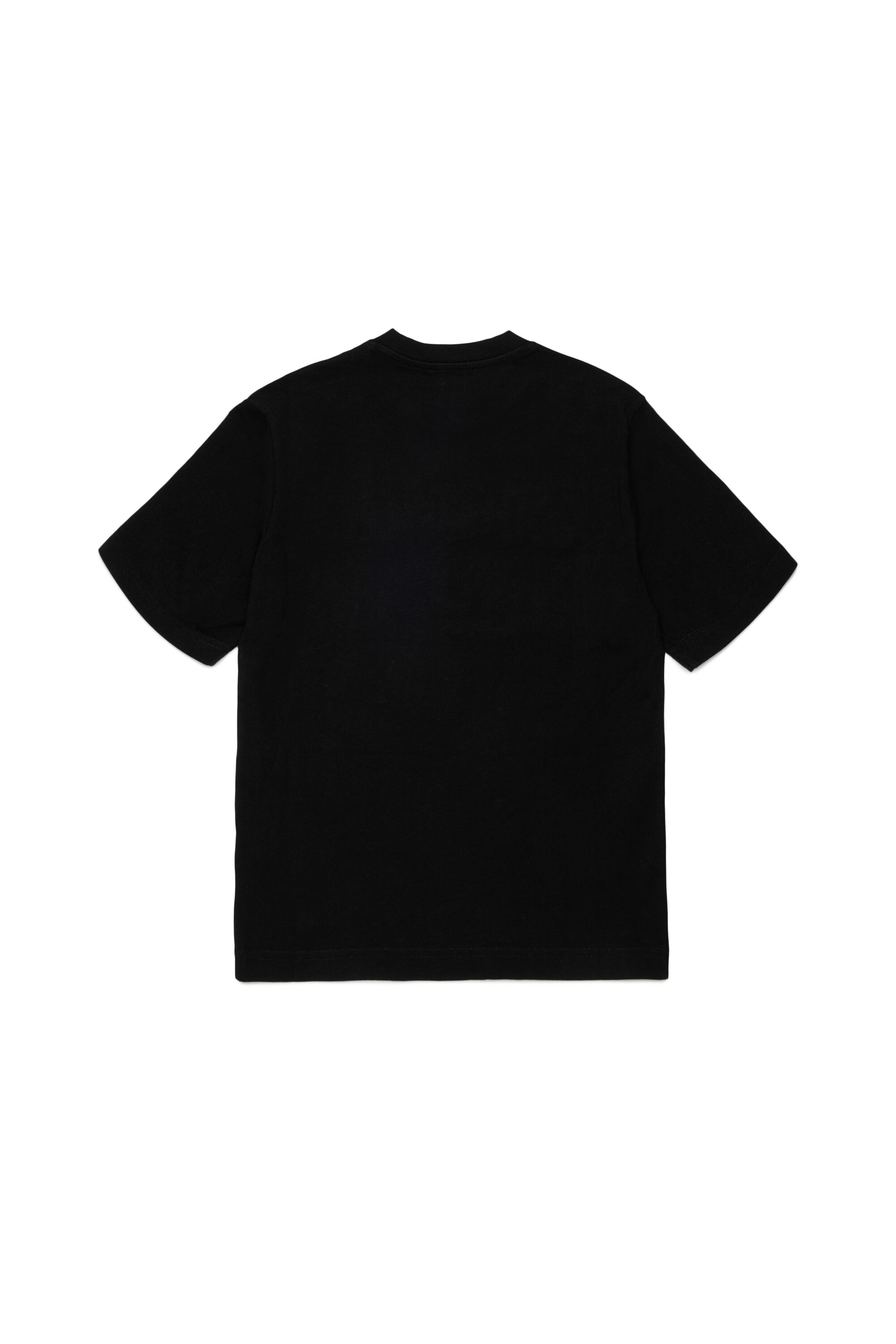 Diesel - TJEANS OVER, Man's Cotton T-shirt with frayed-effect logo in Black - 2