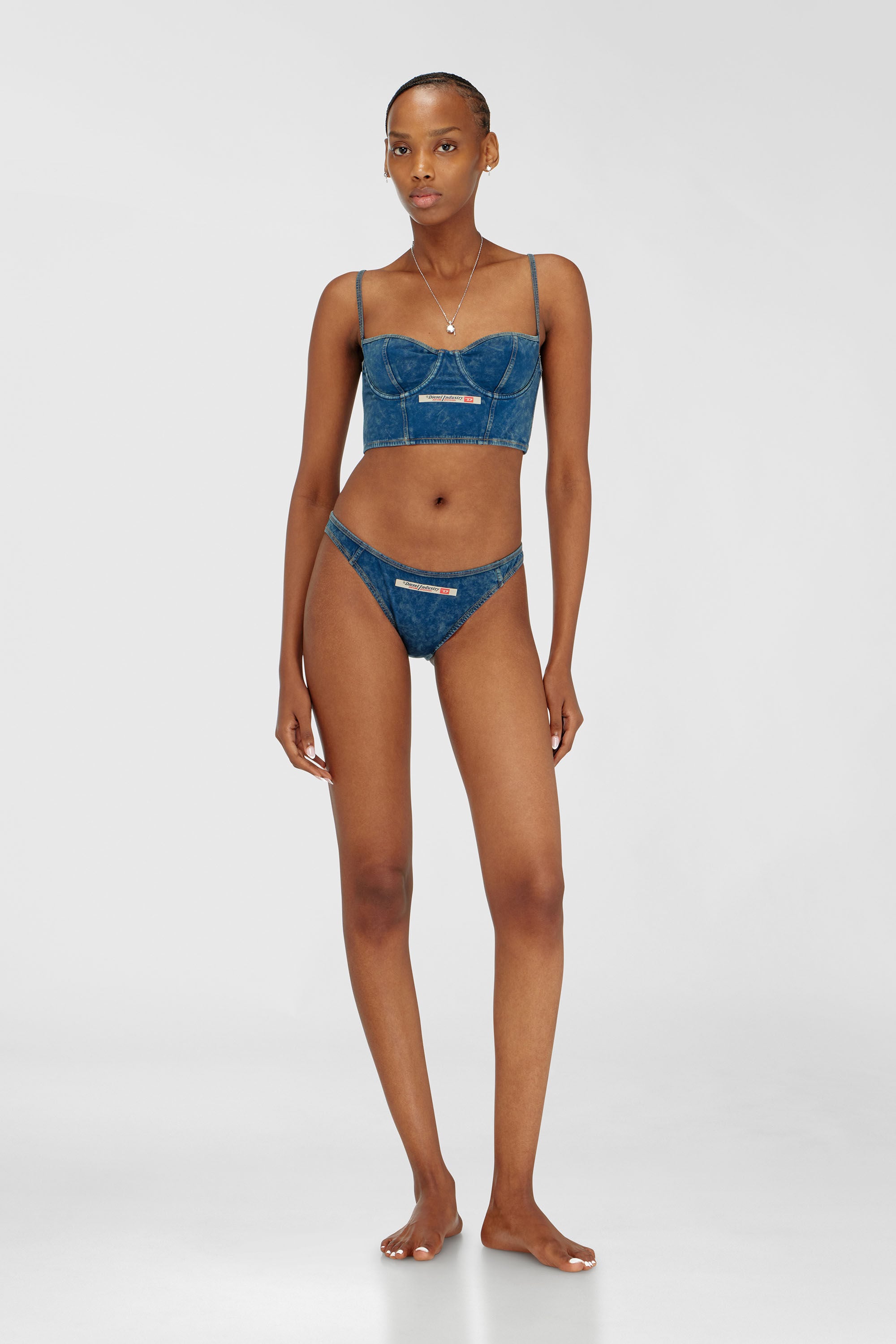Diesel - SHEILA-DNM, Damen Bustier-Top aus Baumwolle mit Denim-Effekt in Blau - 3