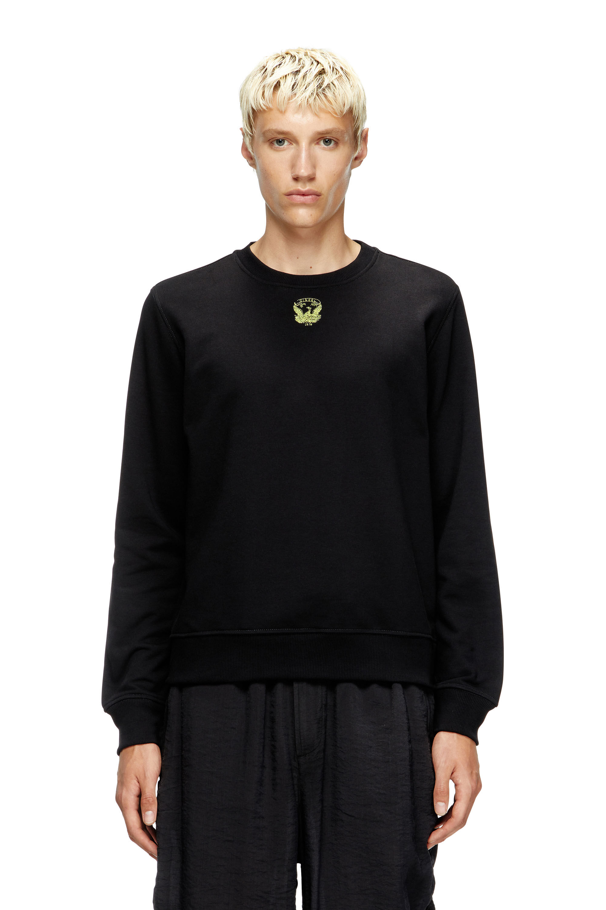 Diesel - S-GINN-T1, Herren Sweatshirt mit gesticktem Phoenix in Schwarz - 1